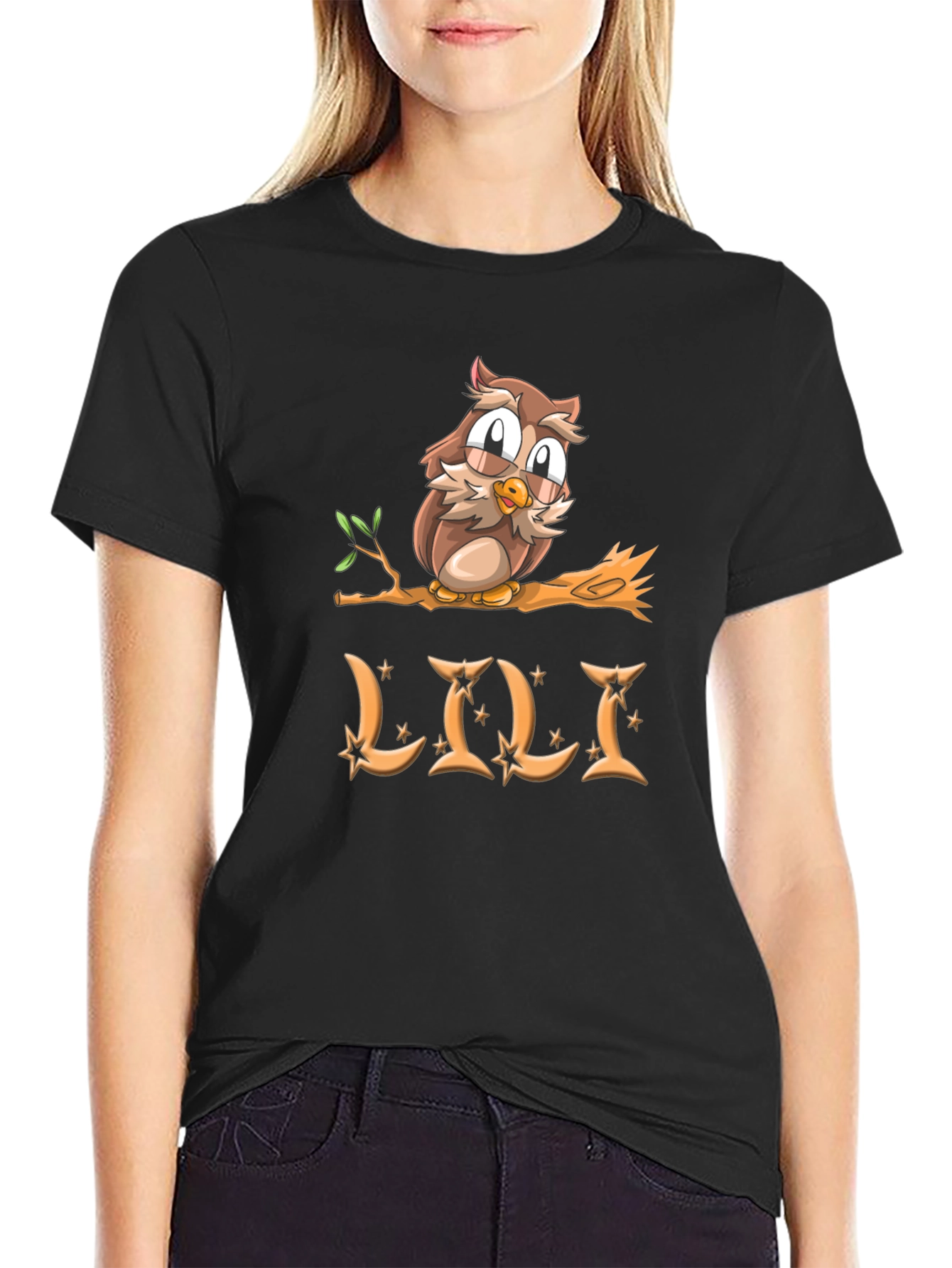 Cute Owl on Branch T-Shirt - Loli
