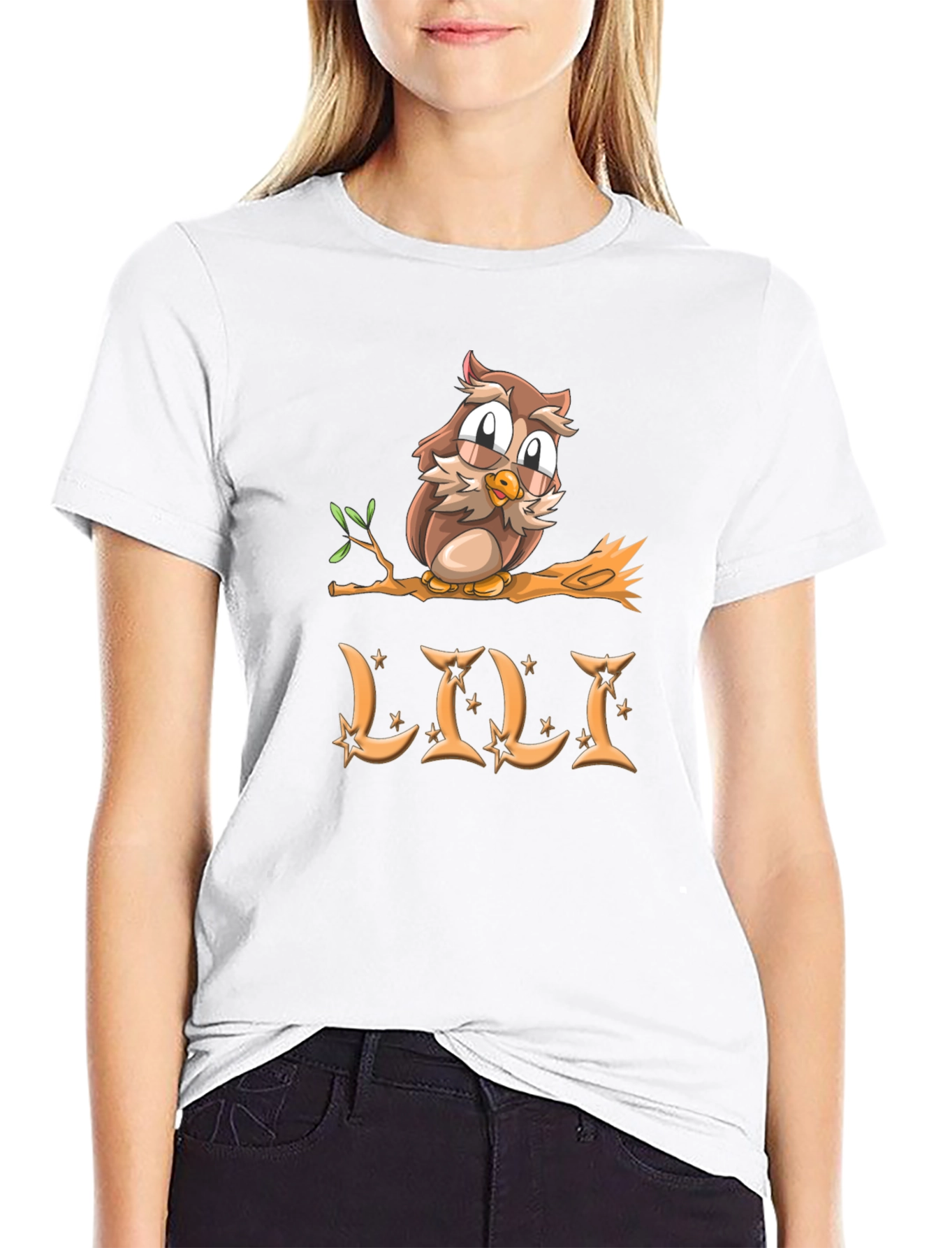 Cute Owl on Branch T-Shirt - Loli