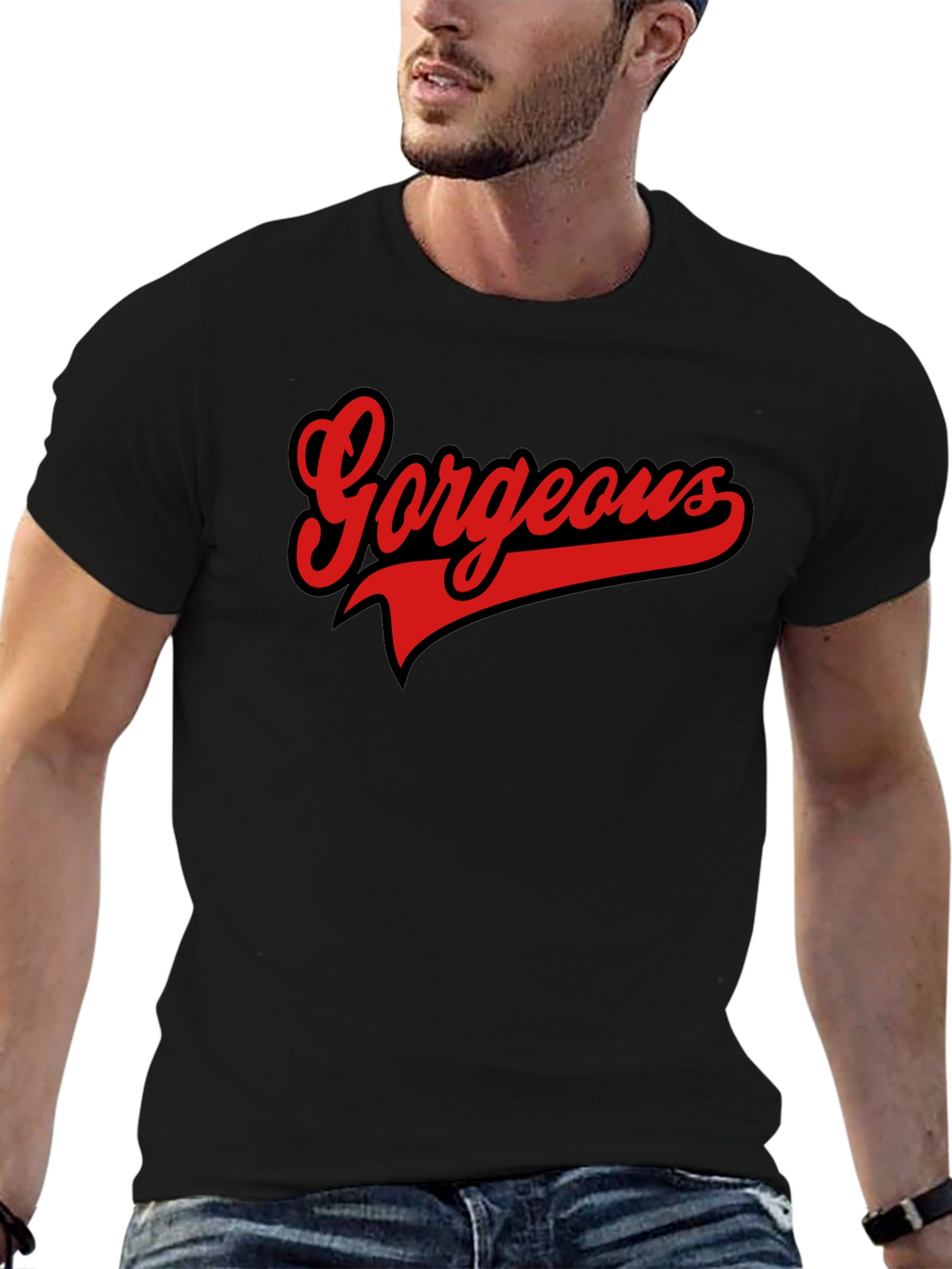 Gorgeous Graphic Tee - Stylish Mens Black T-Shirt