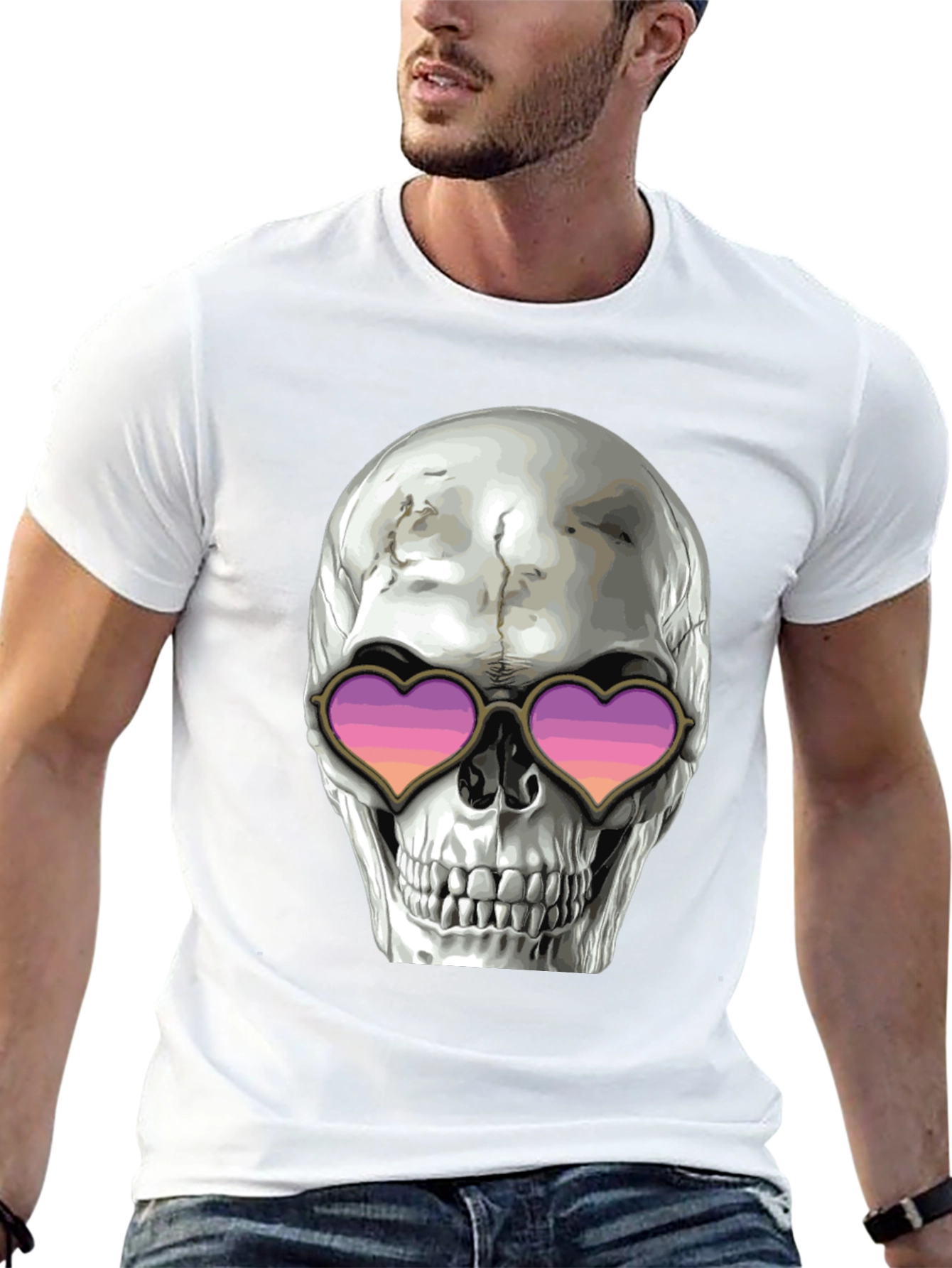 Skull with Heart Sunglasses Graphic Tee