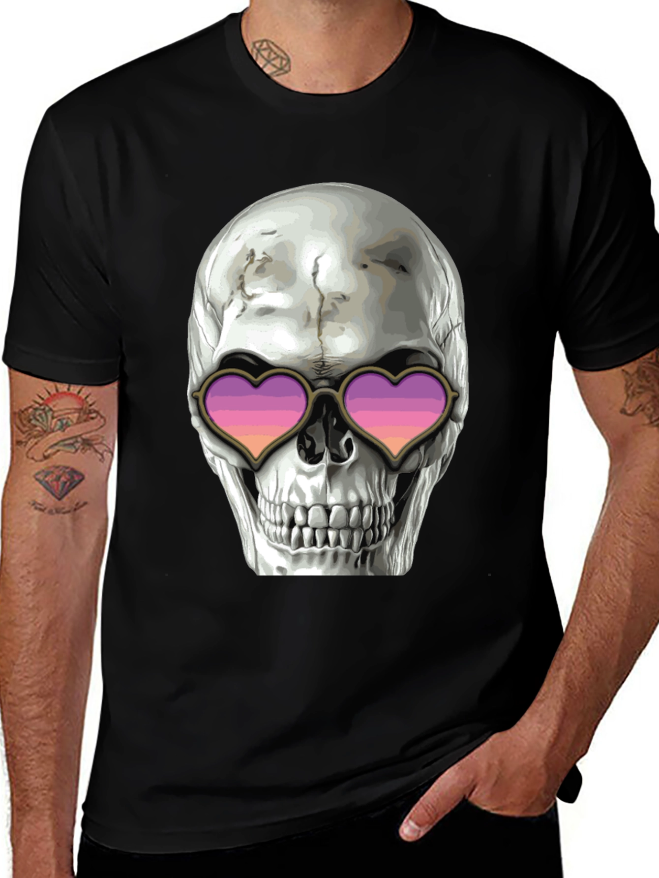 Skull with Heart Sunglasses Graphic Tee