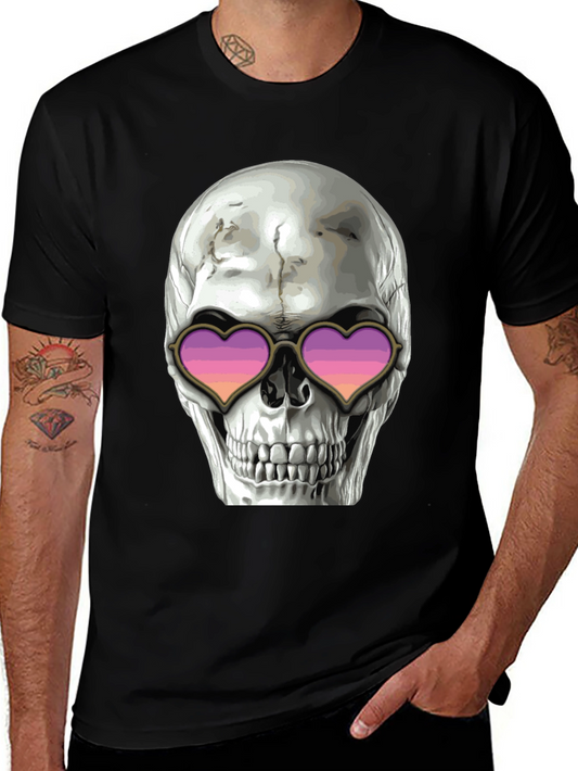 Skull with Heart Sunglasses Graphic Tee