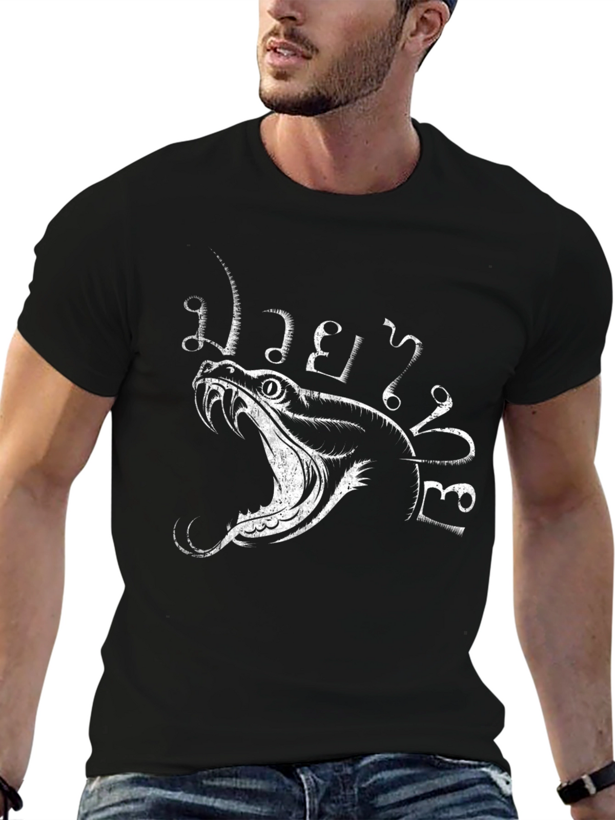 Muay Thai Snake Graphic Tee - Black Cotton T-Shirt