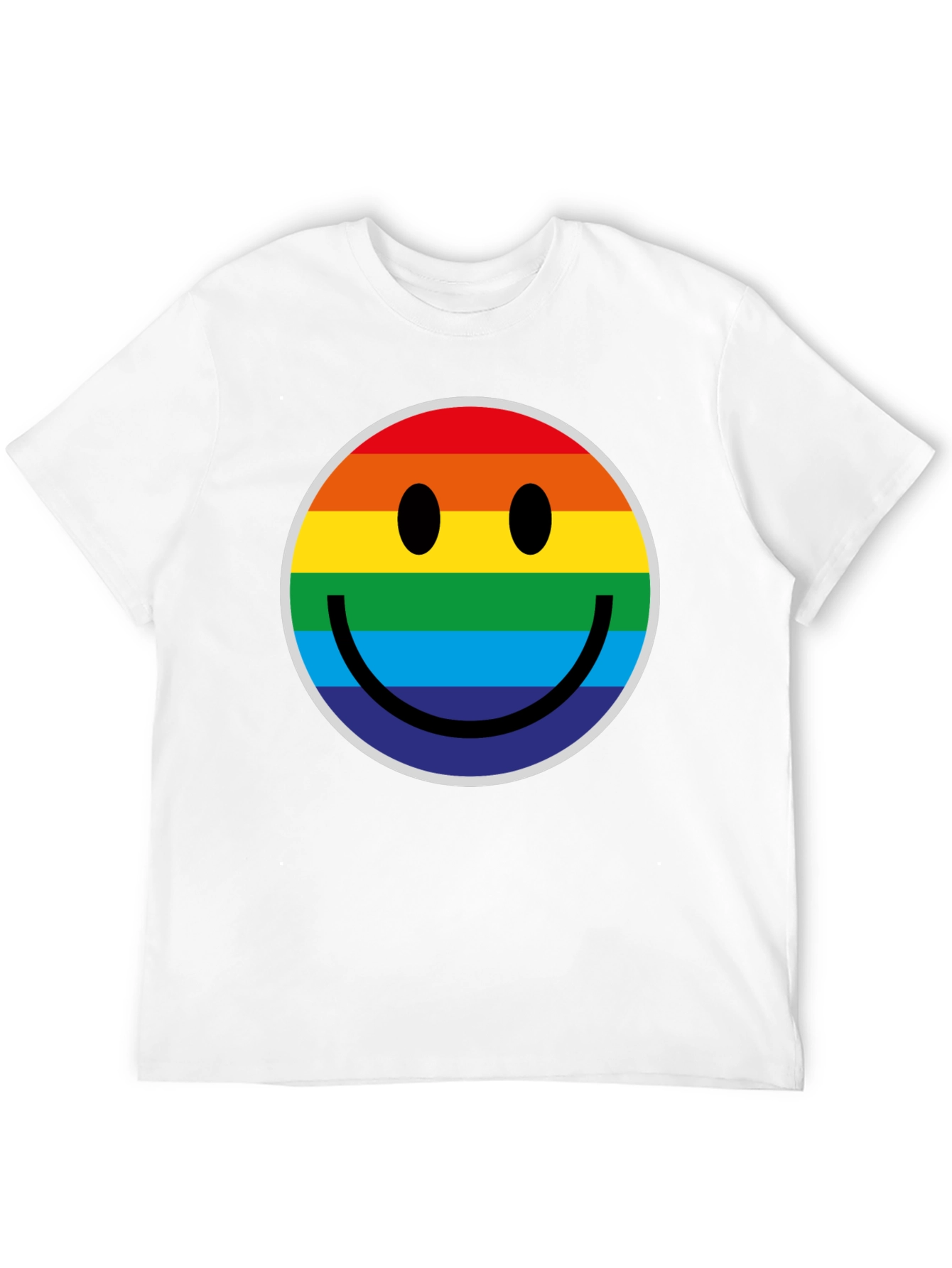 Rainbow Smiley Face Black T-Shirt