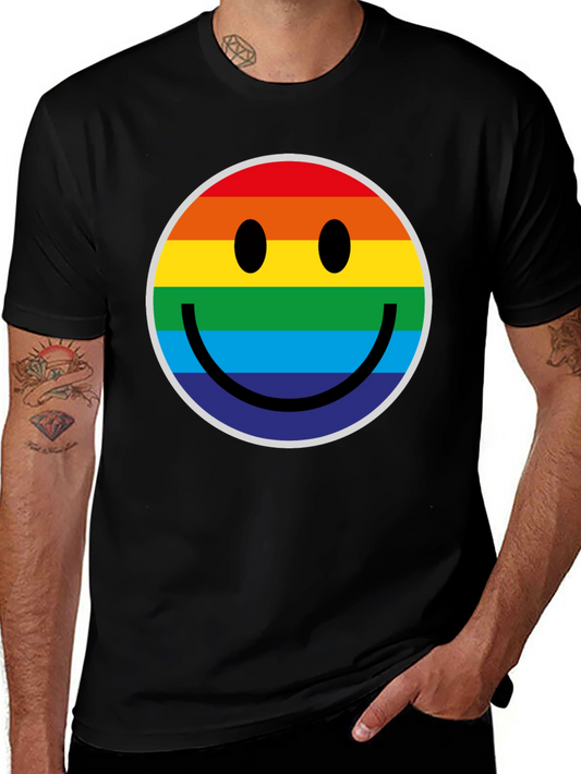 Rainbow Smiley Face Black T-Shirt