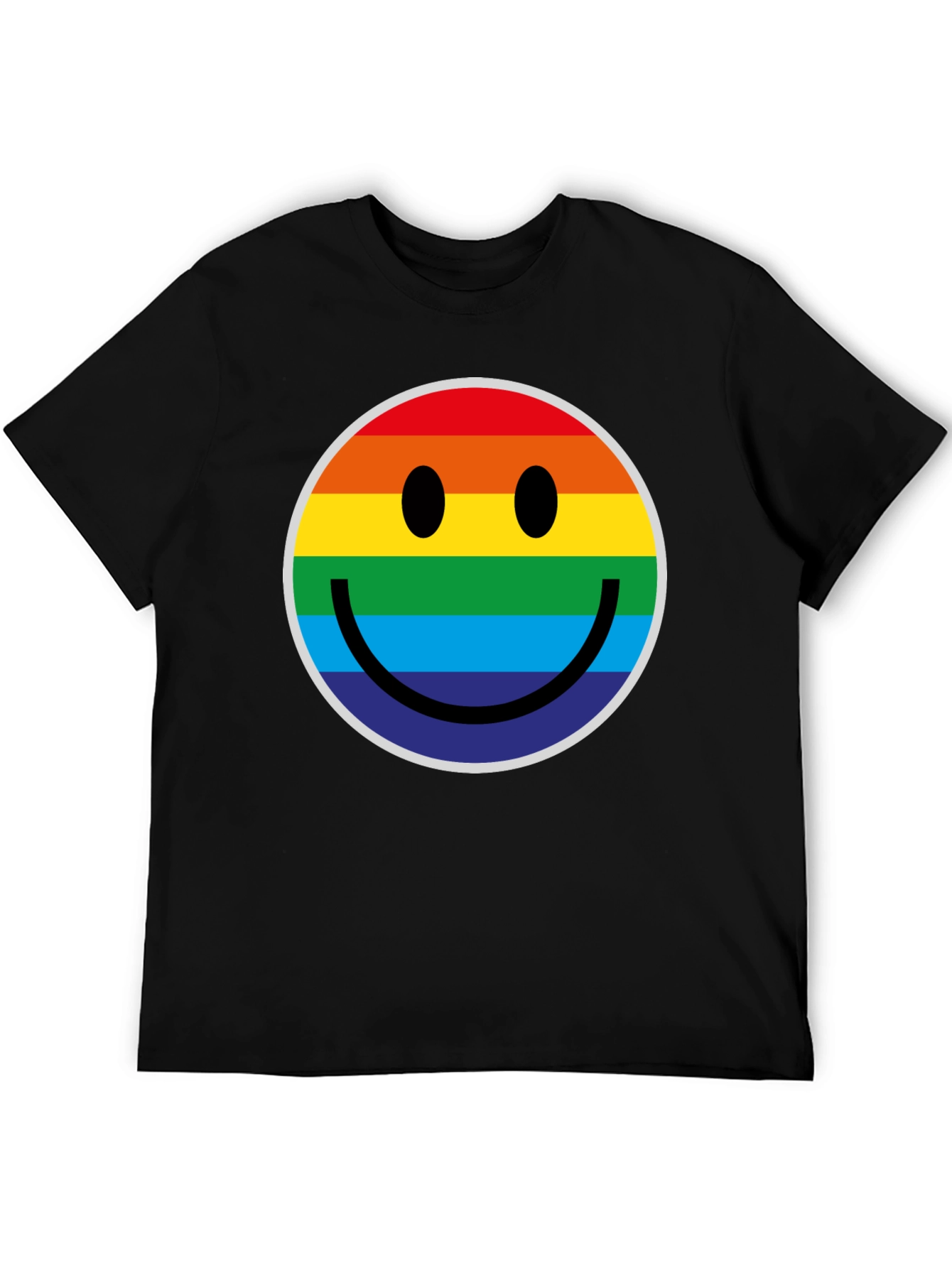 Rainbow Smiley Face Black T-Shirt