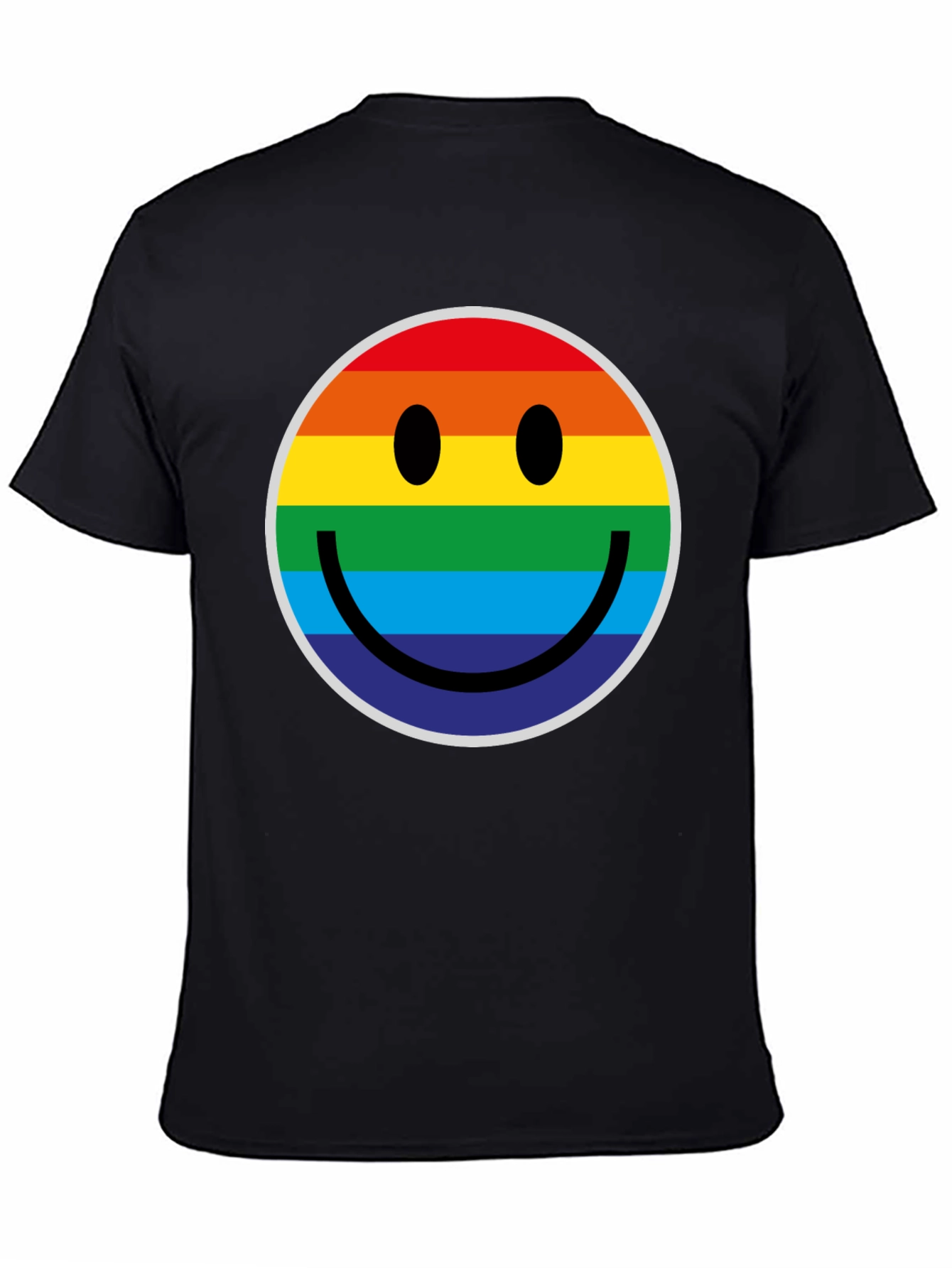 Rainbow Smiley Face Black T-Shirt