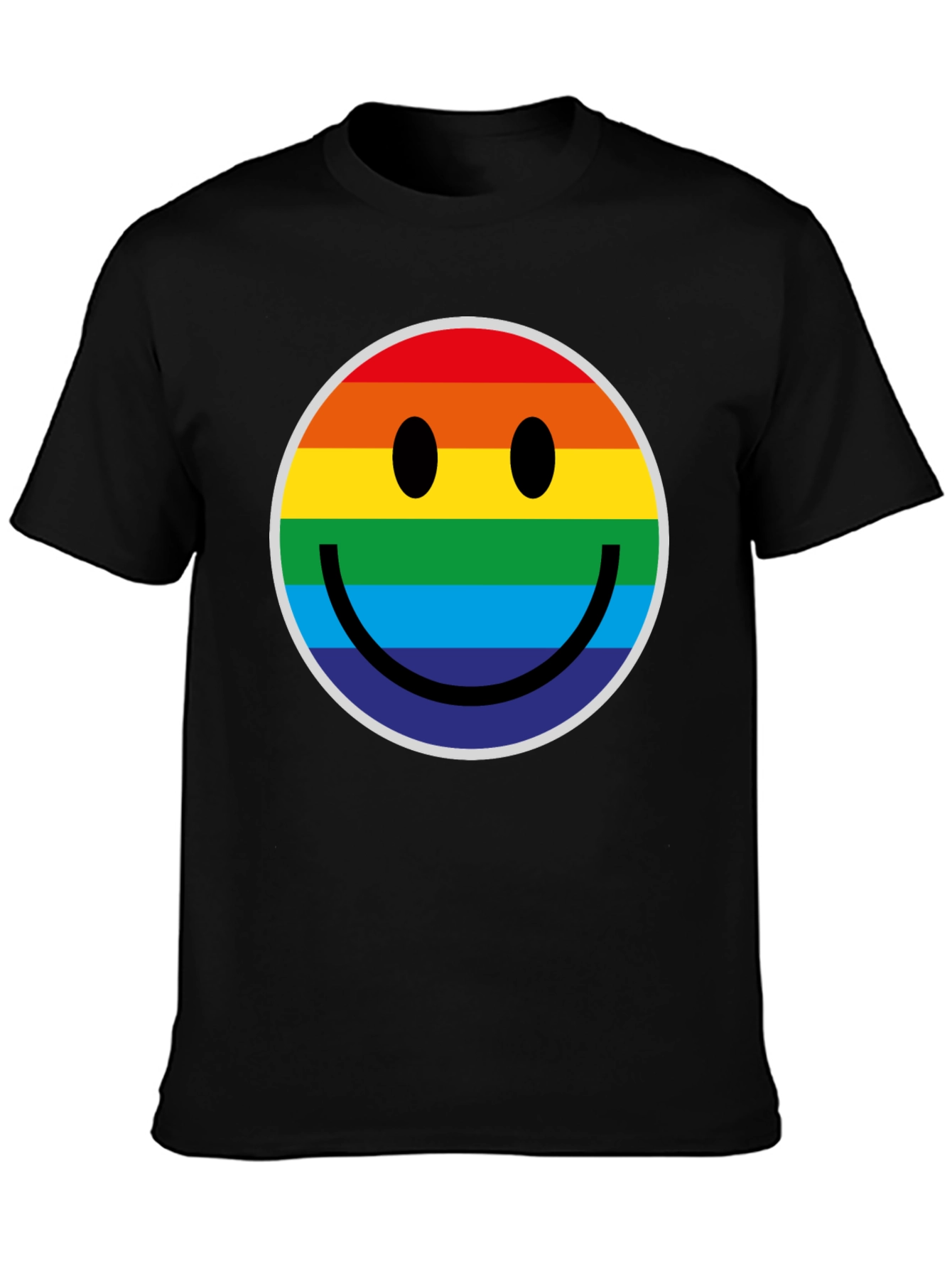 Rainbow Smiley Face Black T-Shirt