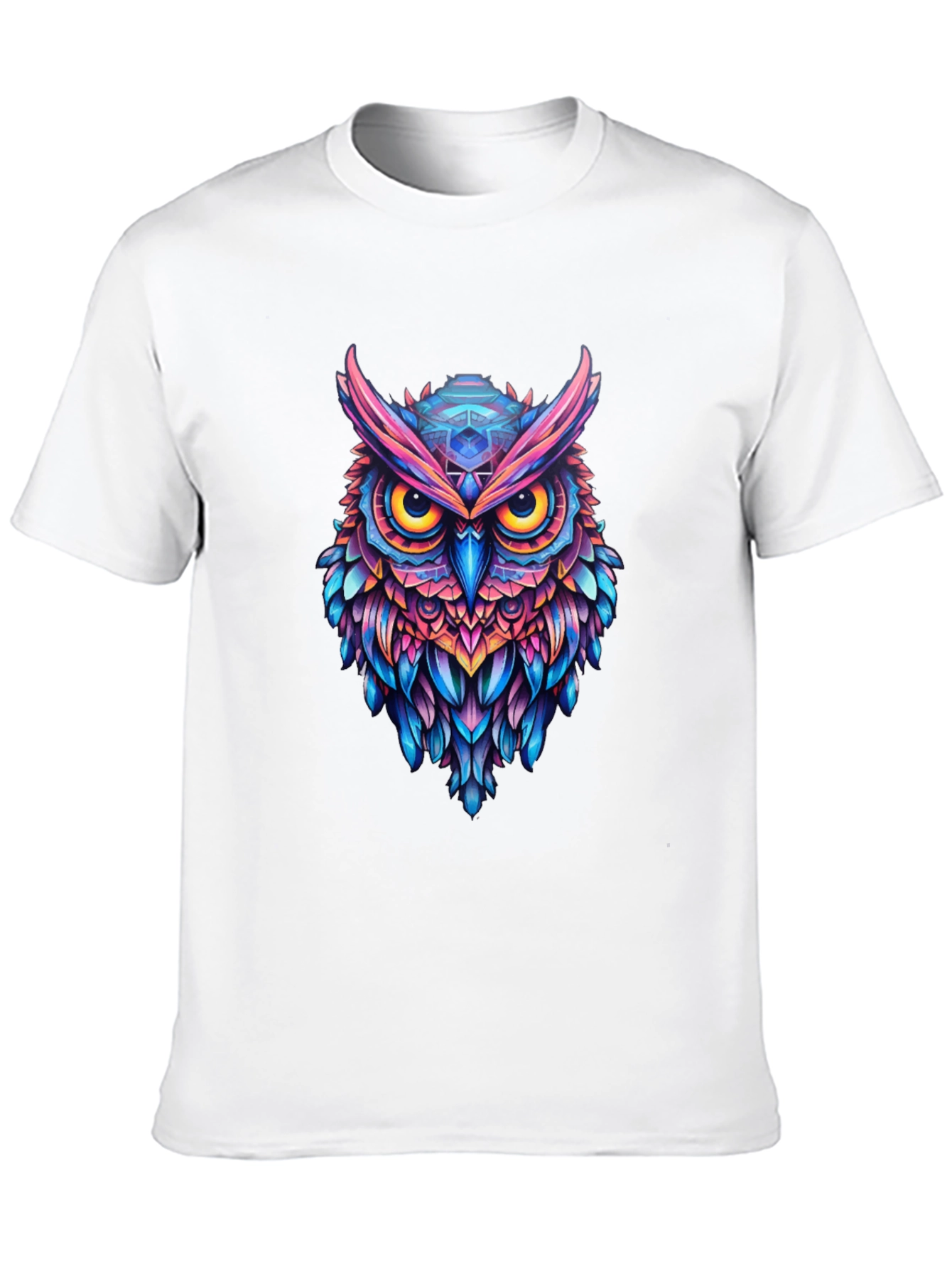 Vibrant Owl Graphic Black T-Shirt - Unique Art