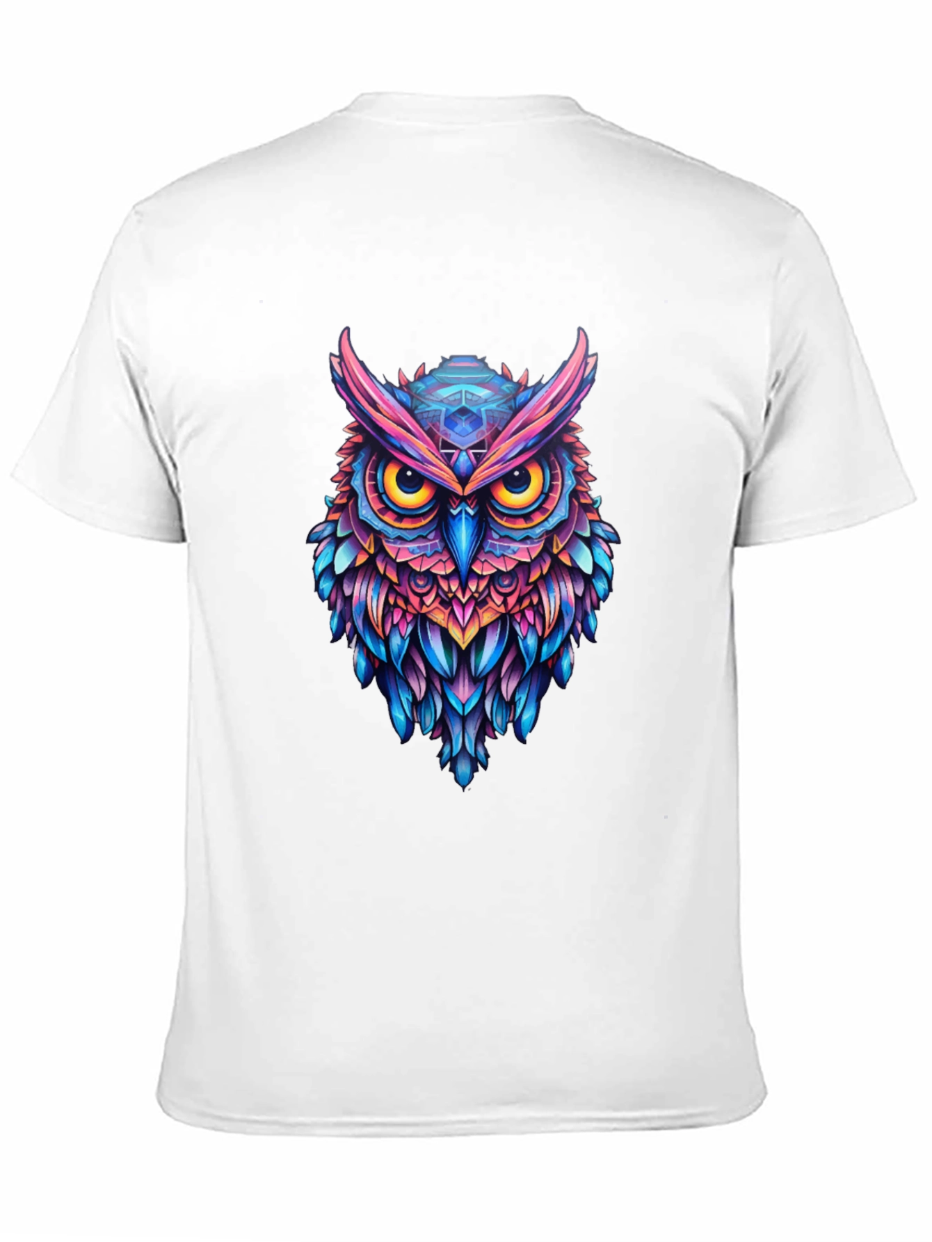 Vibrant Owl Graphic Black T-Shirt - Unique Art