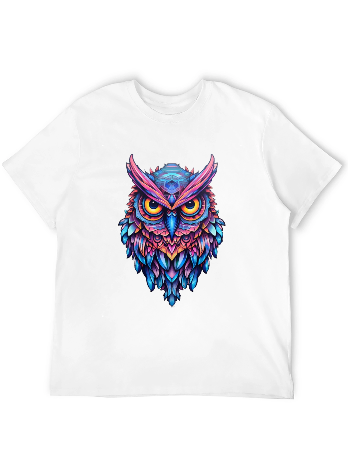 Vibrant Owl Graphic Black T-Shirt - Unique Art