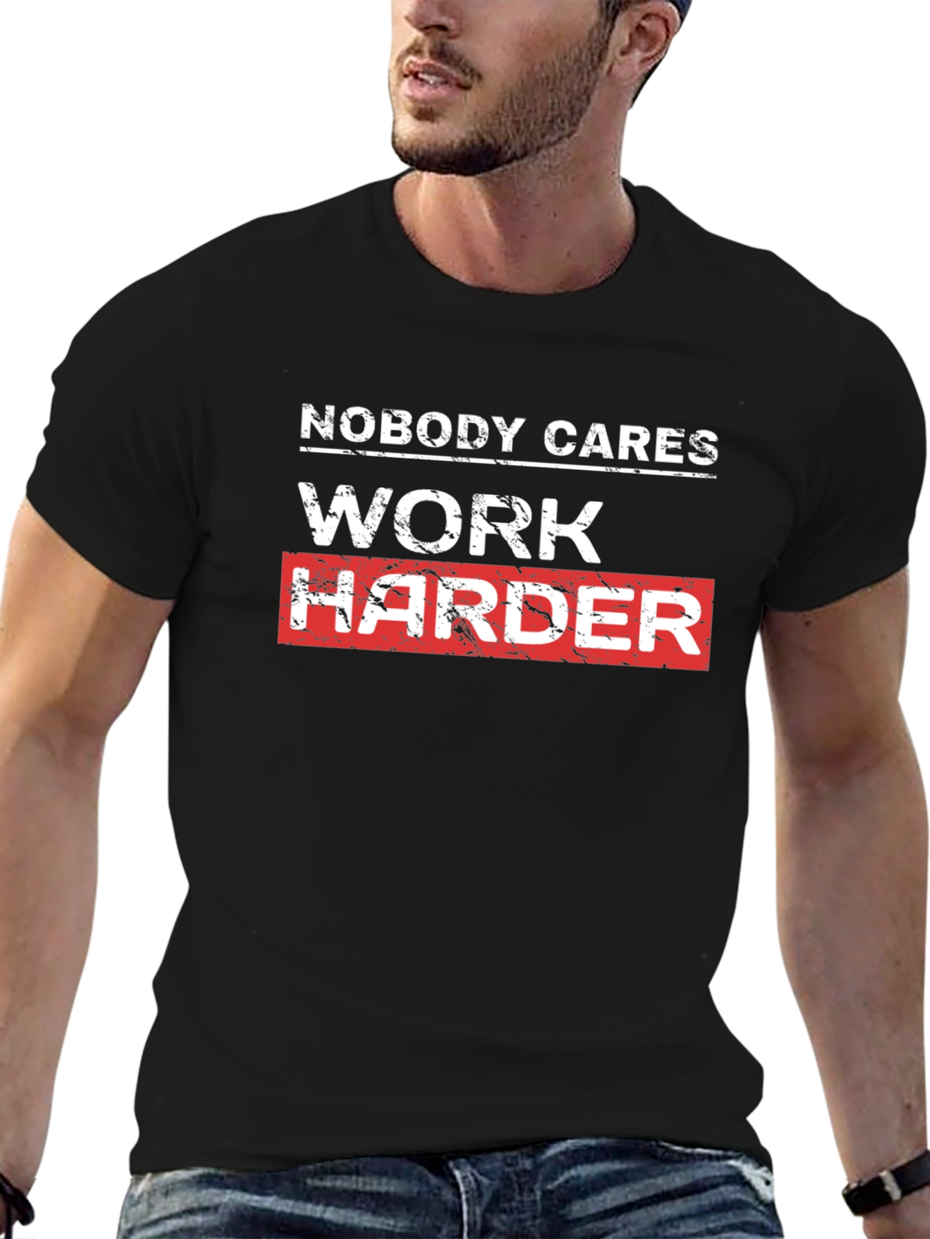 Work Harder Motivational Black T-Shirt