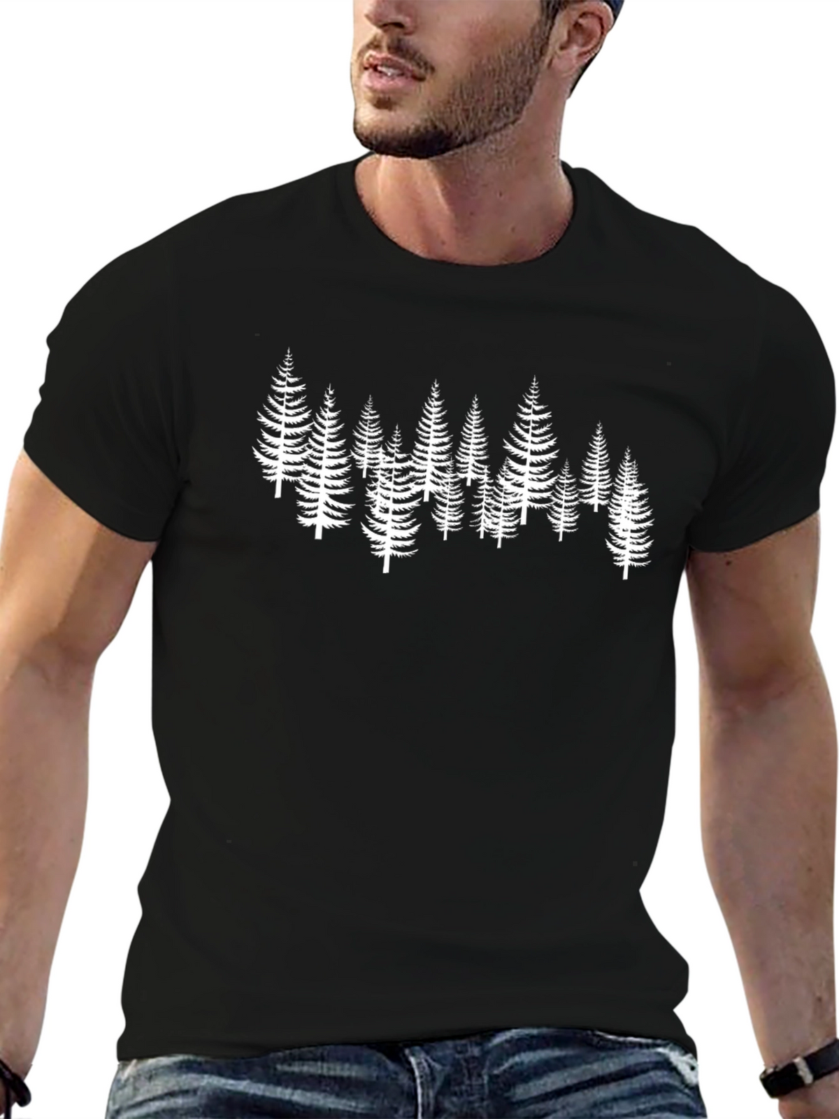 Forest Graphic Tee - Black Cotton T-Shirt