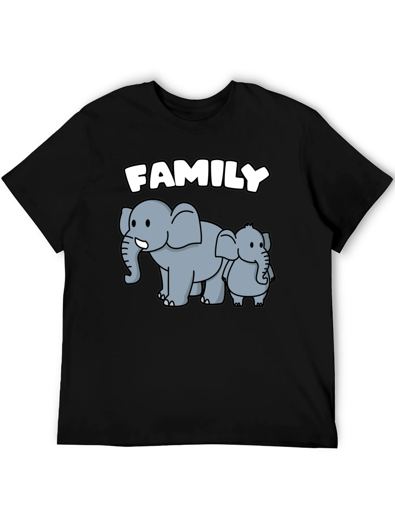 Elephant Family Graphic Tee - Cute Cartoon Design