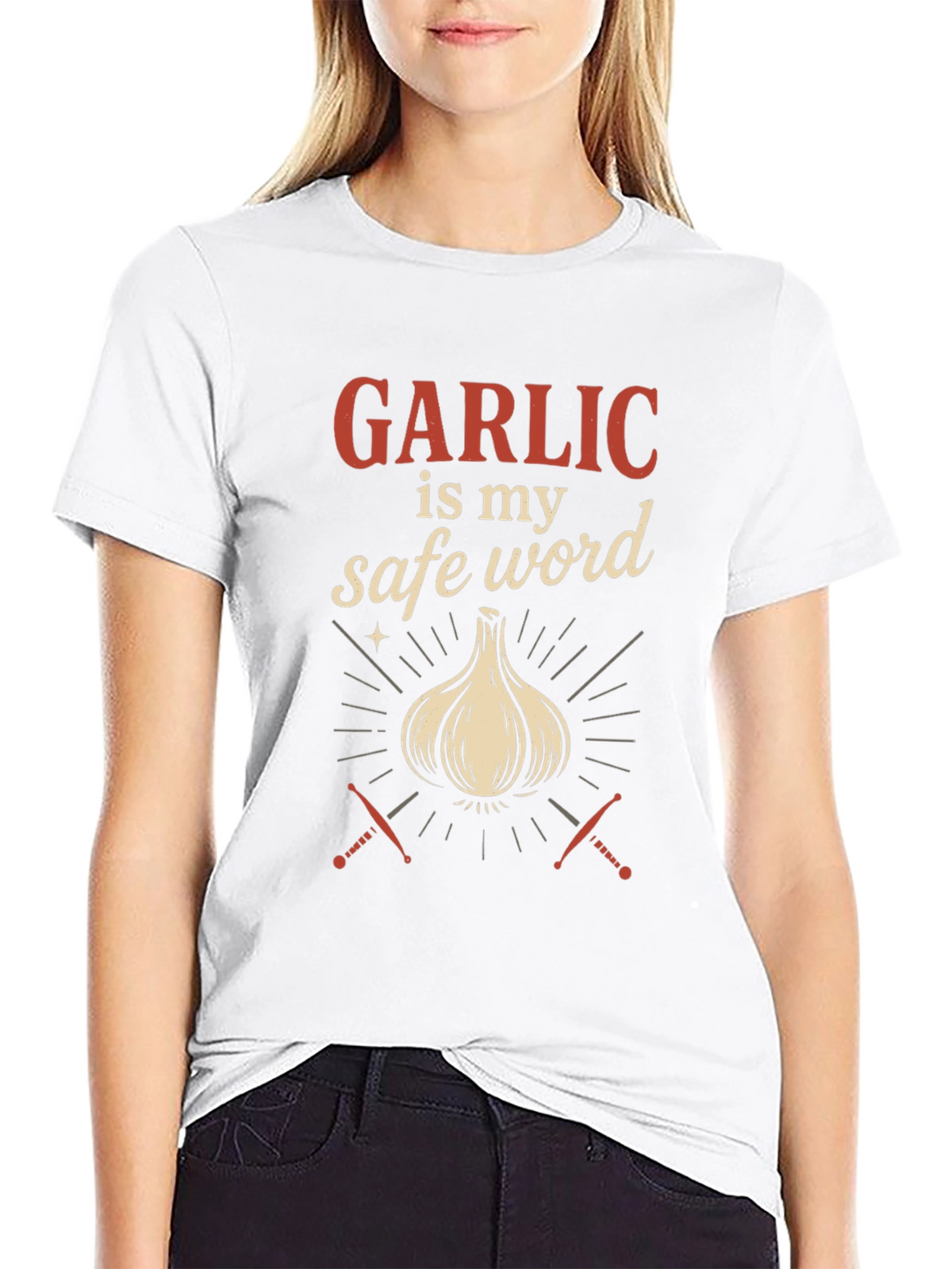 Garlic is My Safe Word Black T-Shirt