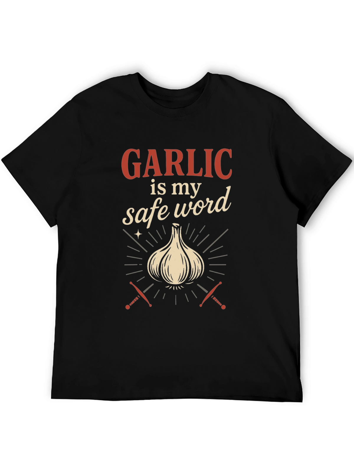 Garlic is My Safe Word Black T-Shirt