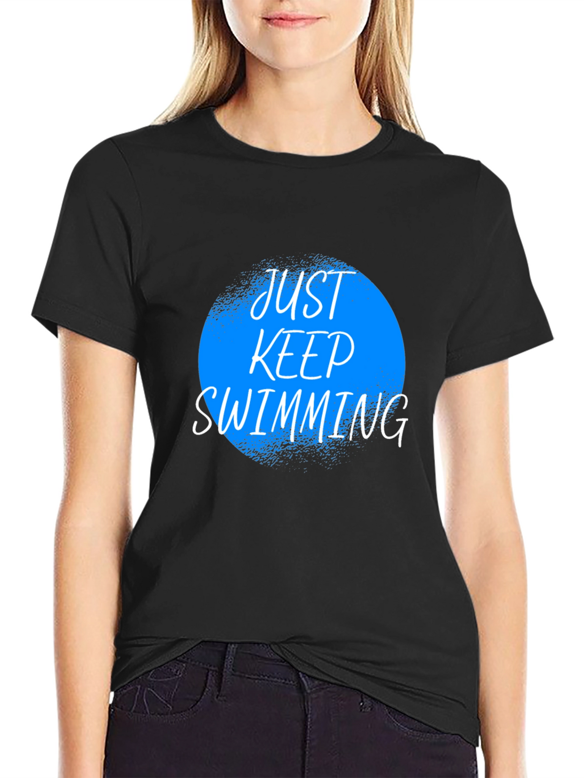 Just Keep Swimming Graphic Tee - Black
