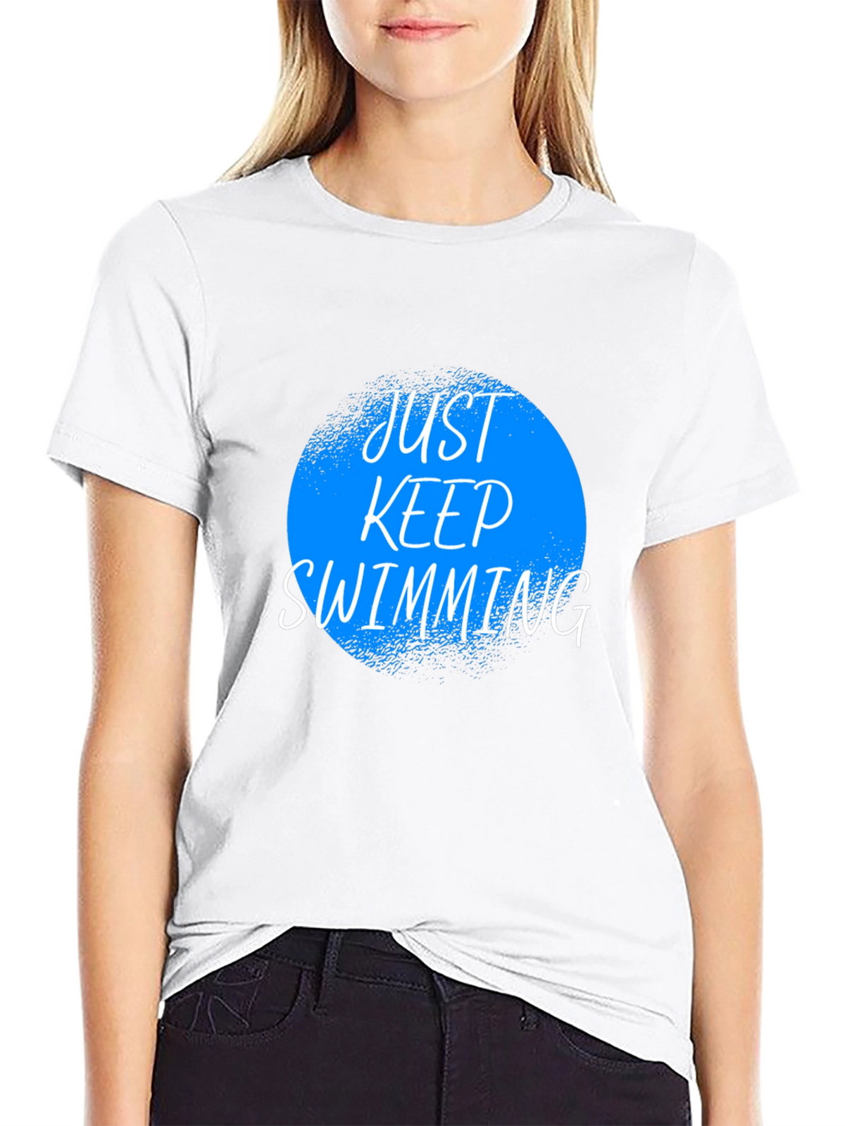 Just Keep Swimming Graphic Tee - Black