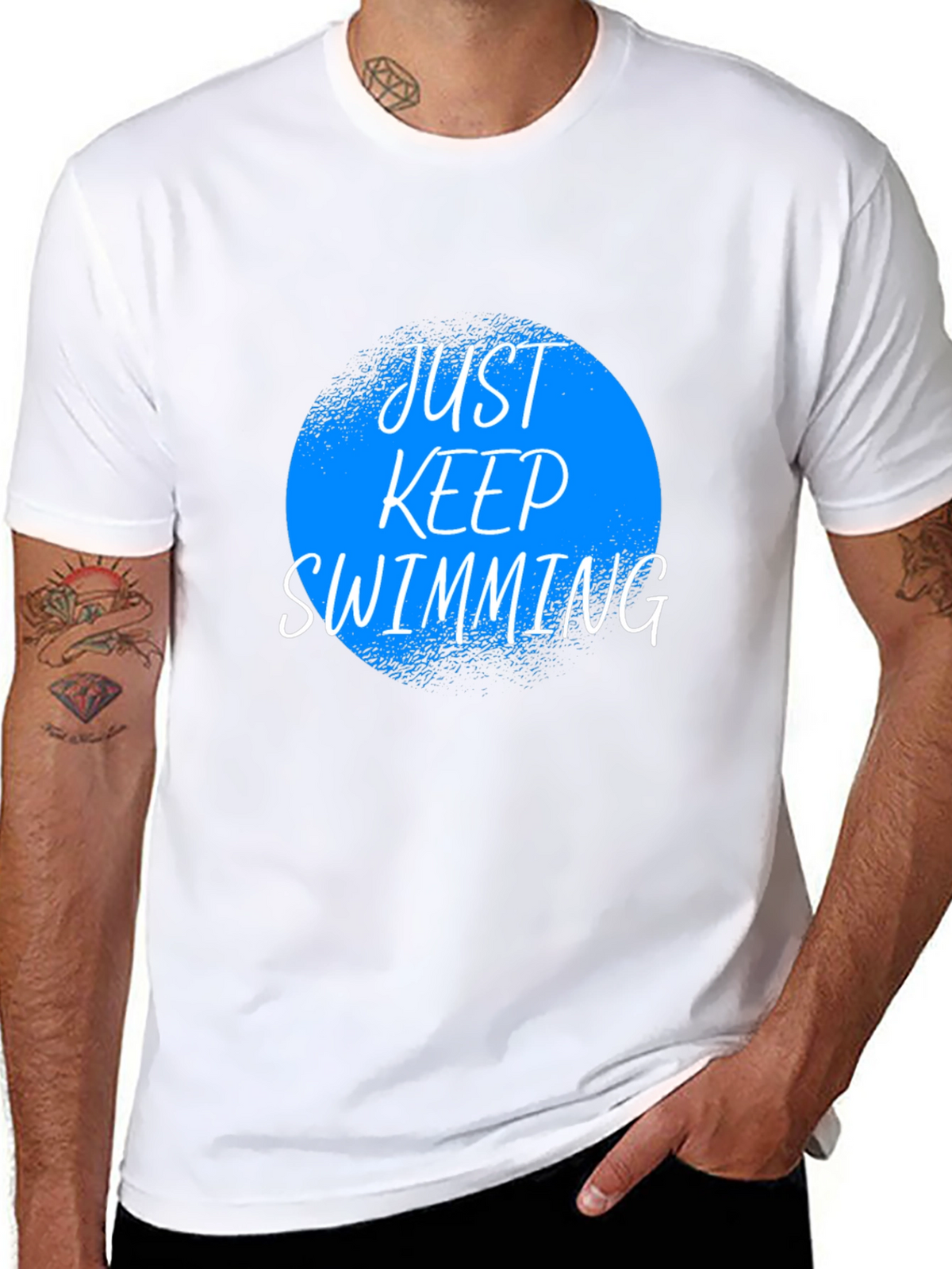 Just Keep Swimming Graphic Tee - Black