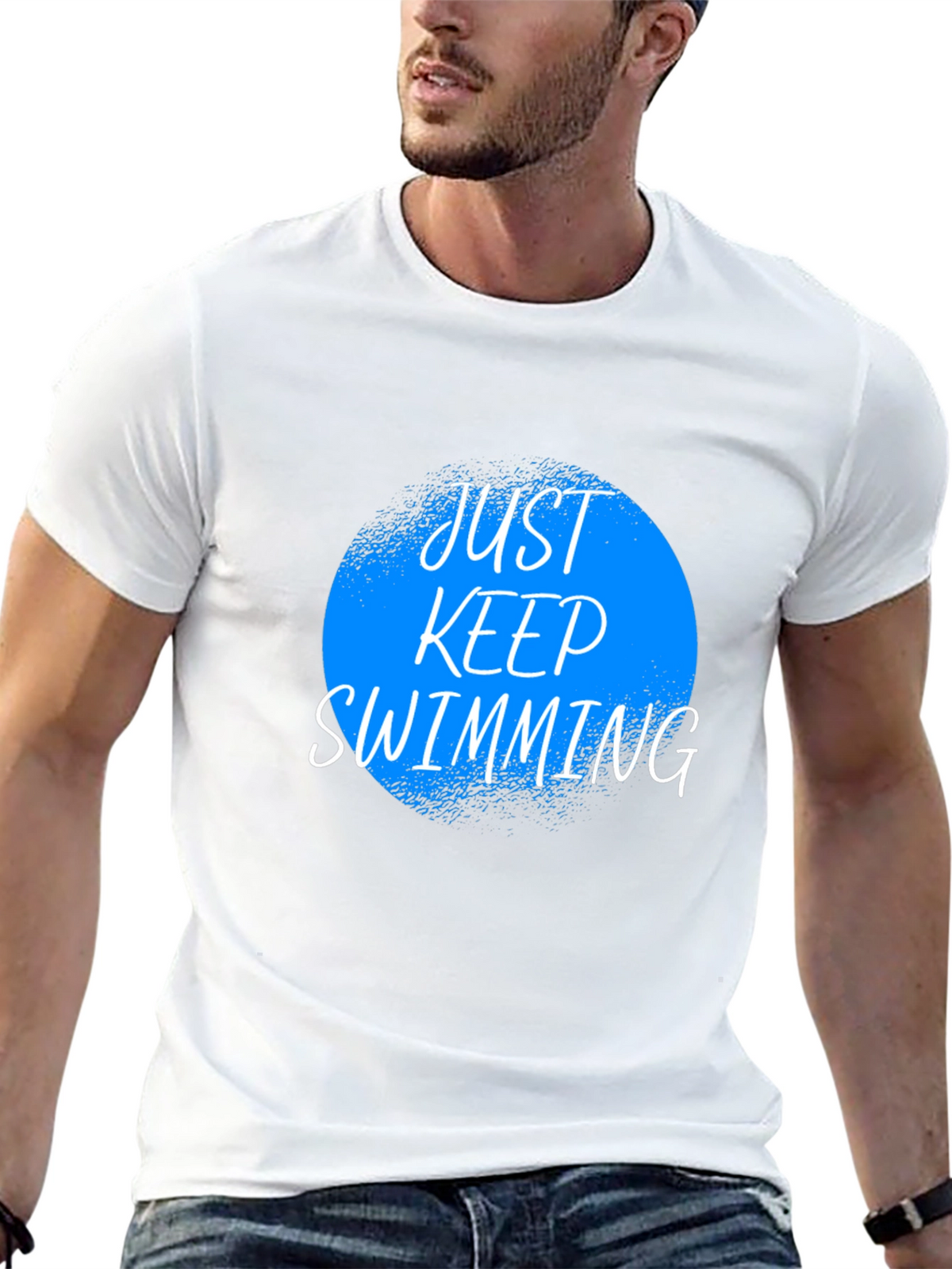 Just Keep Swimming Graphic Tee - Black