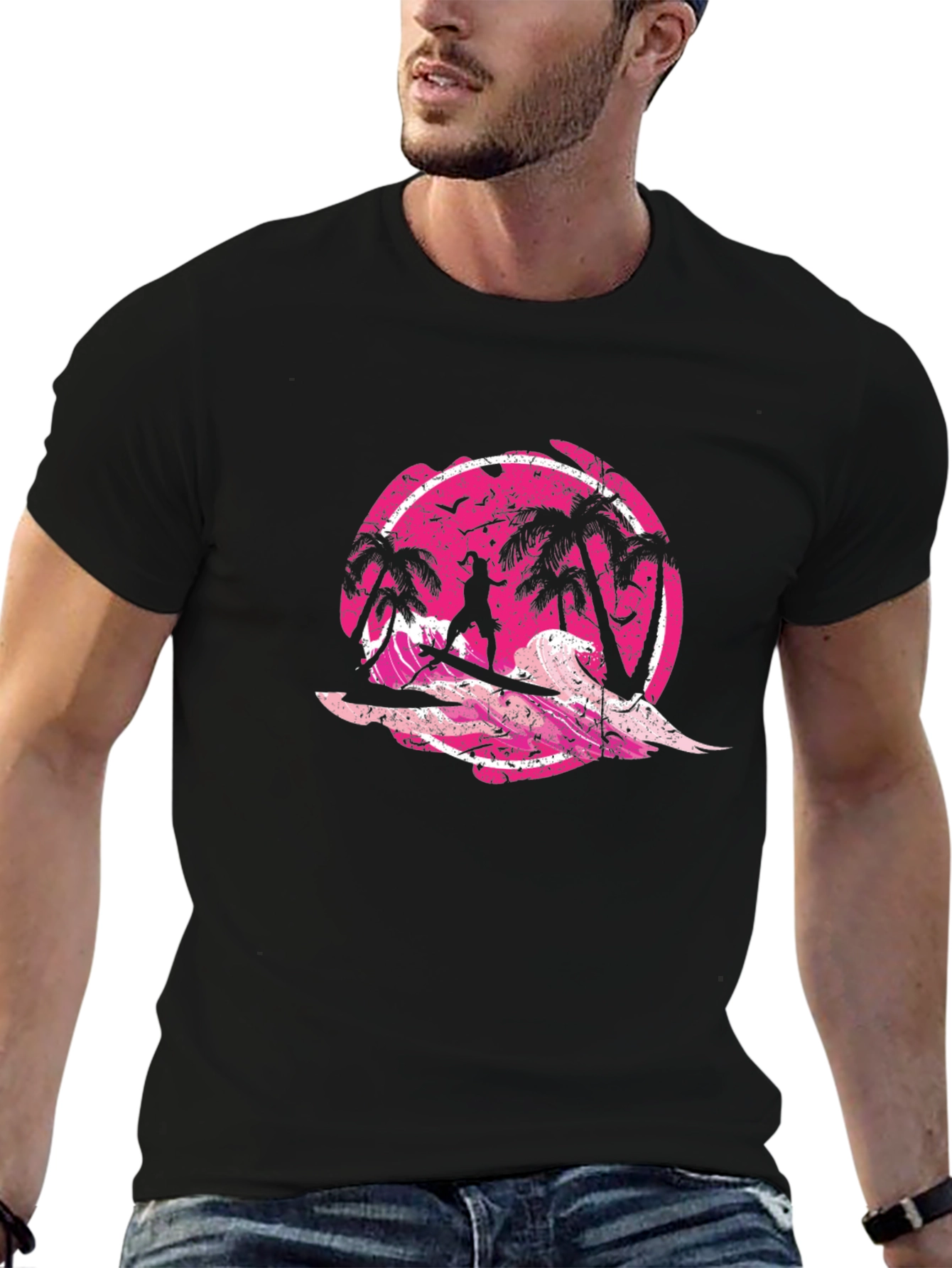 Retro Surfer T-Shirt - Black Graphic Tee