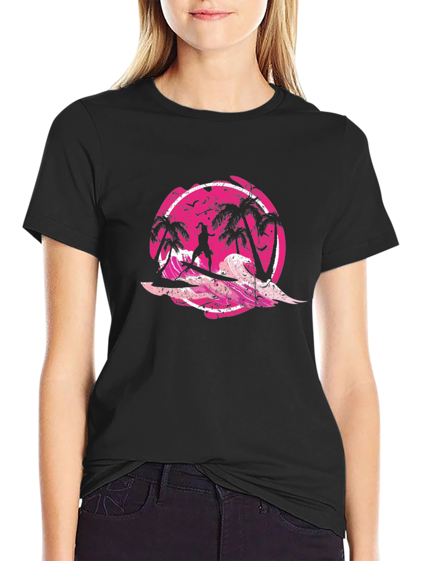 Retro Surfer T-Shirt - Black Graphic Tee
