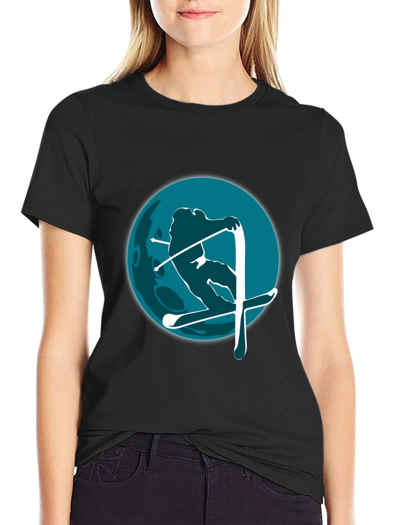 Skiing Graphic Tee - Mens Black T-Shirt