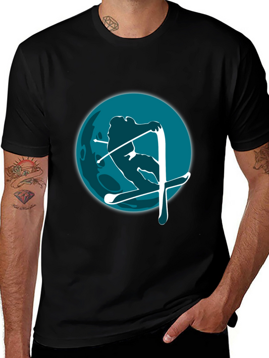 Skiing Graphic Tee - Mens Black T-Shirt