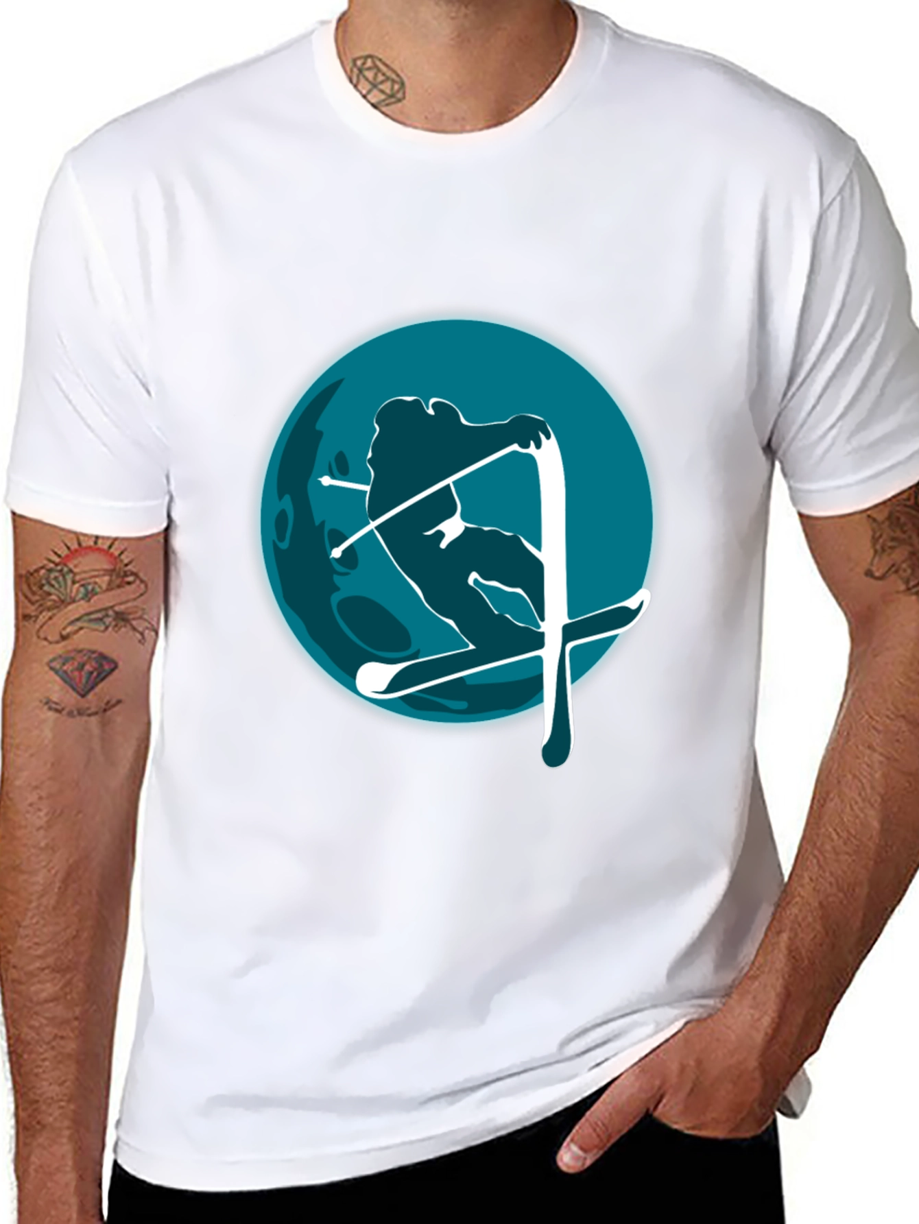 Skiing Graphic Tee - Mens Black T-Shirt