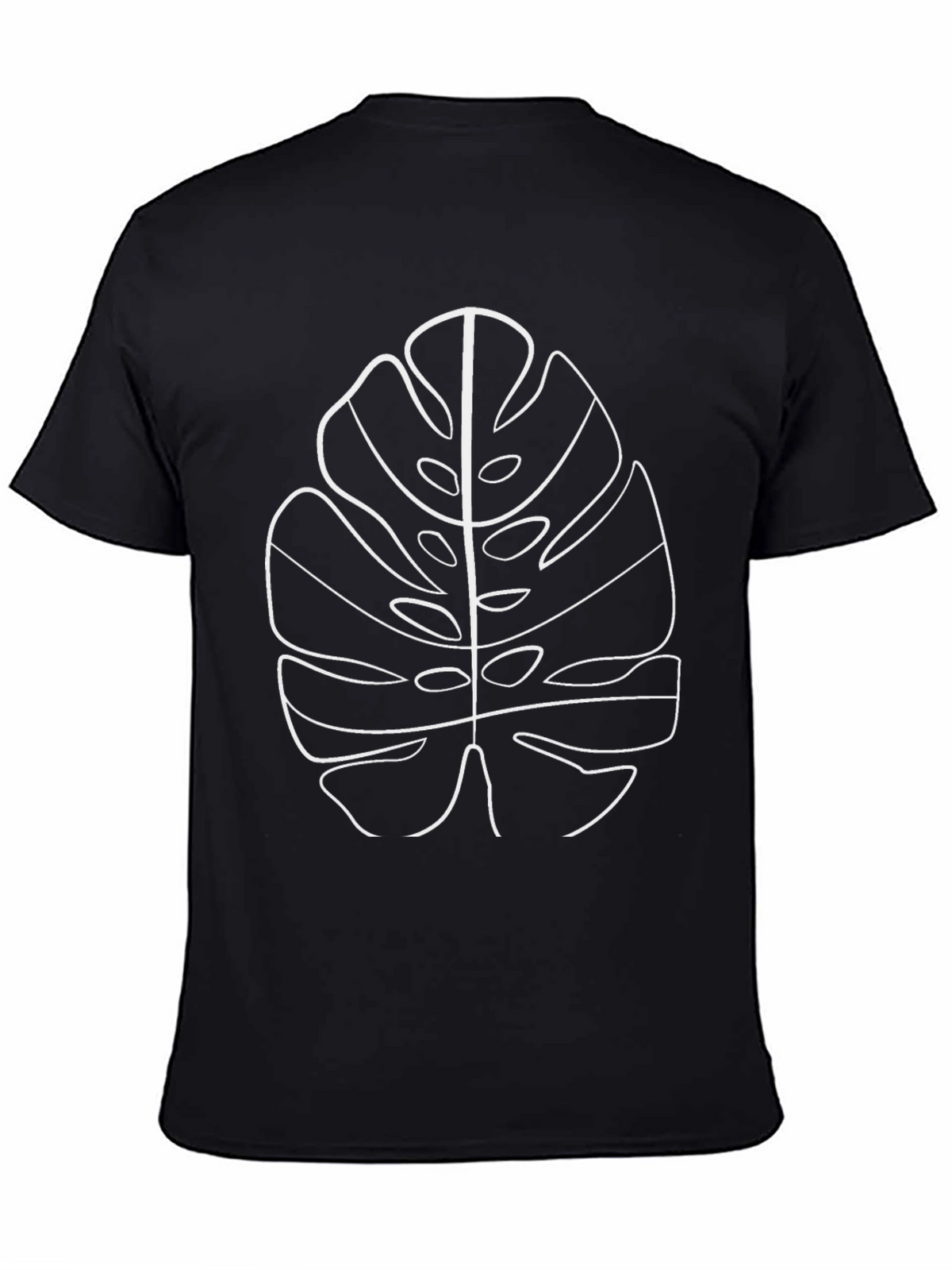 Minimalist Monstera Leaf Graphic Tee - Black