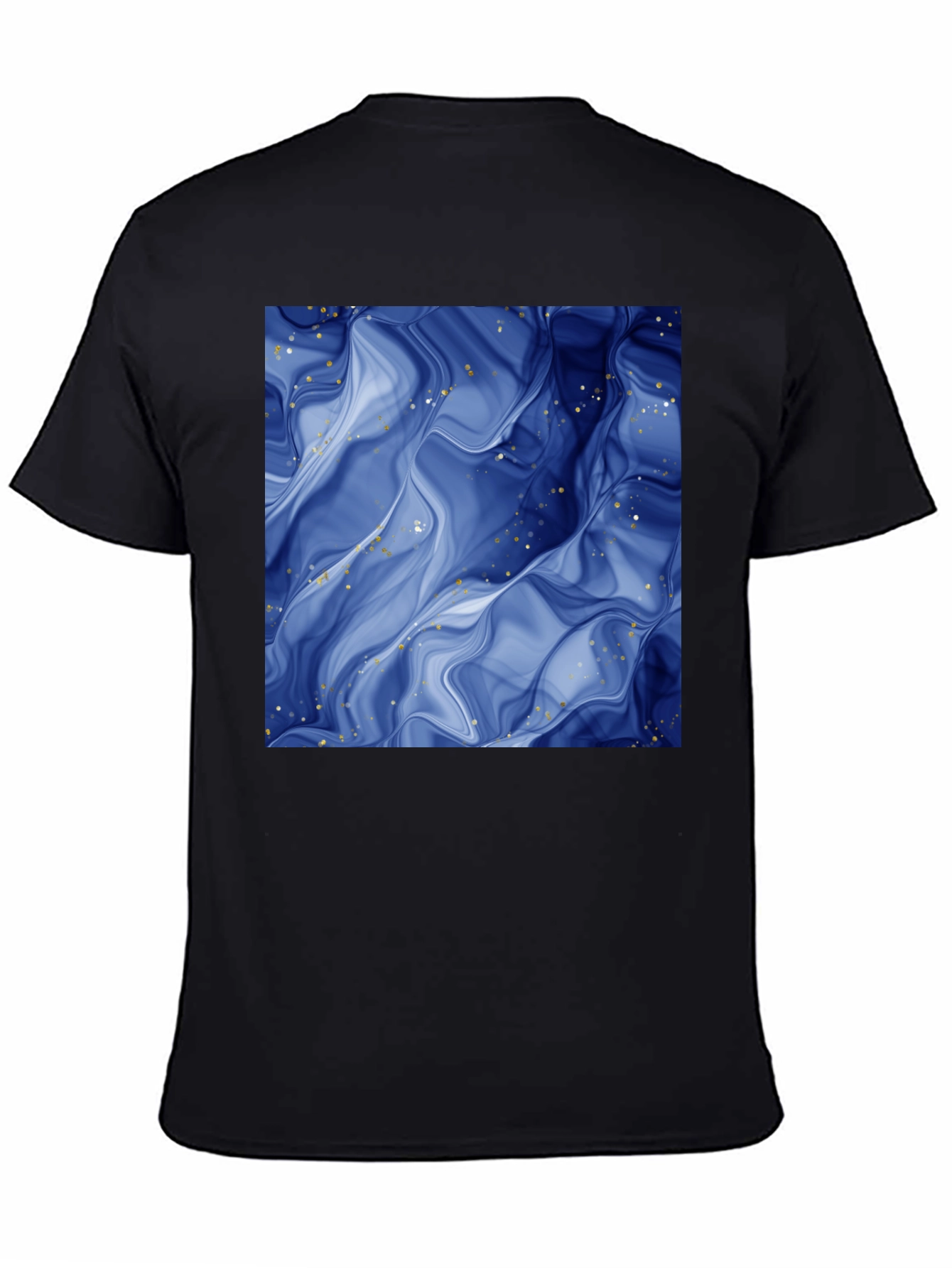 Abstract Blue Marble Graphic Black T-Shirt