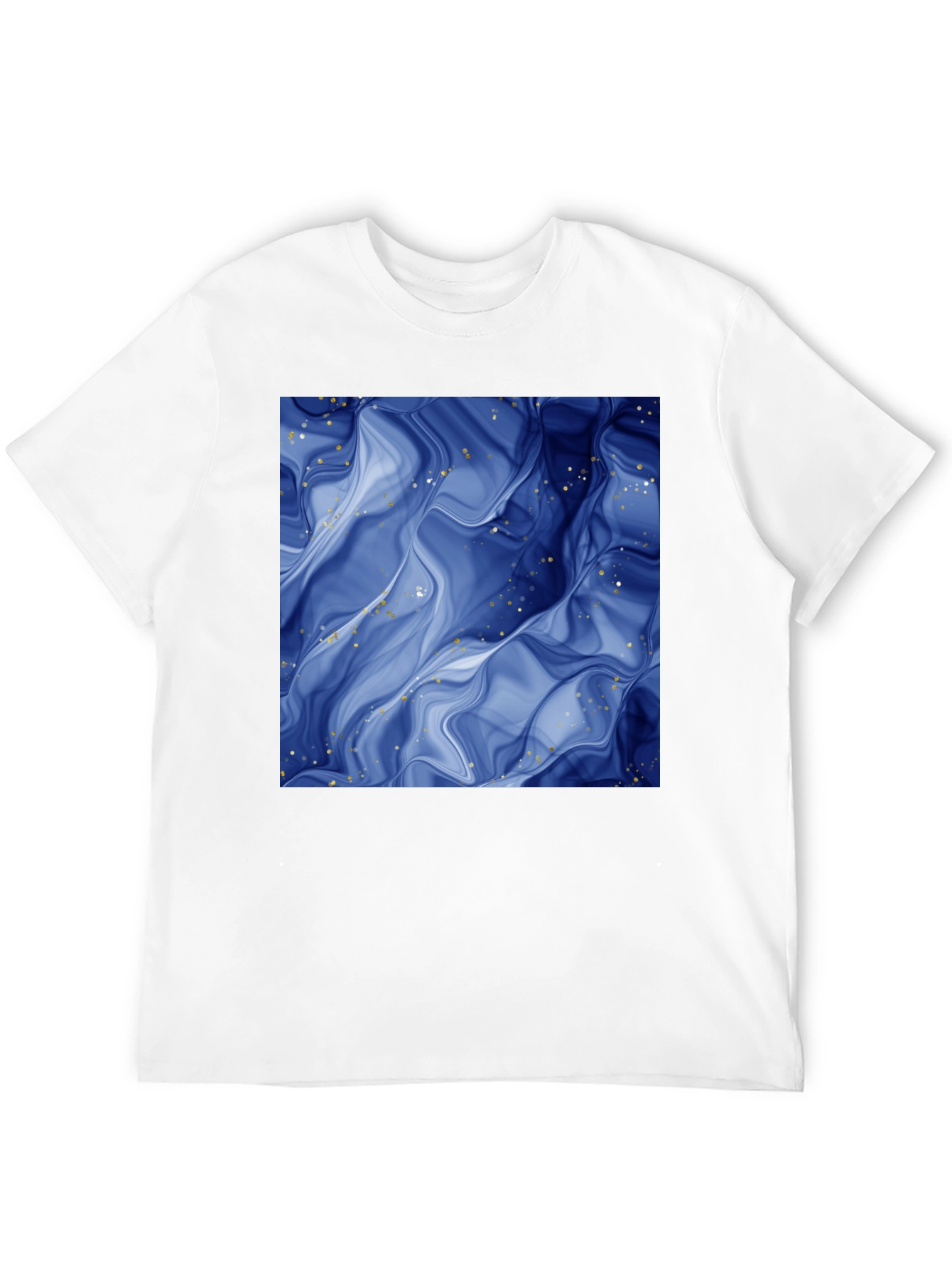 Abstract Blue Marble Graphic Black T-Shirt