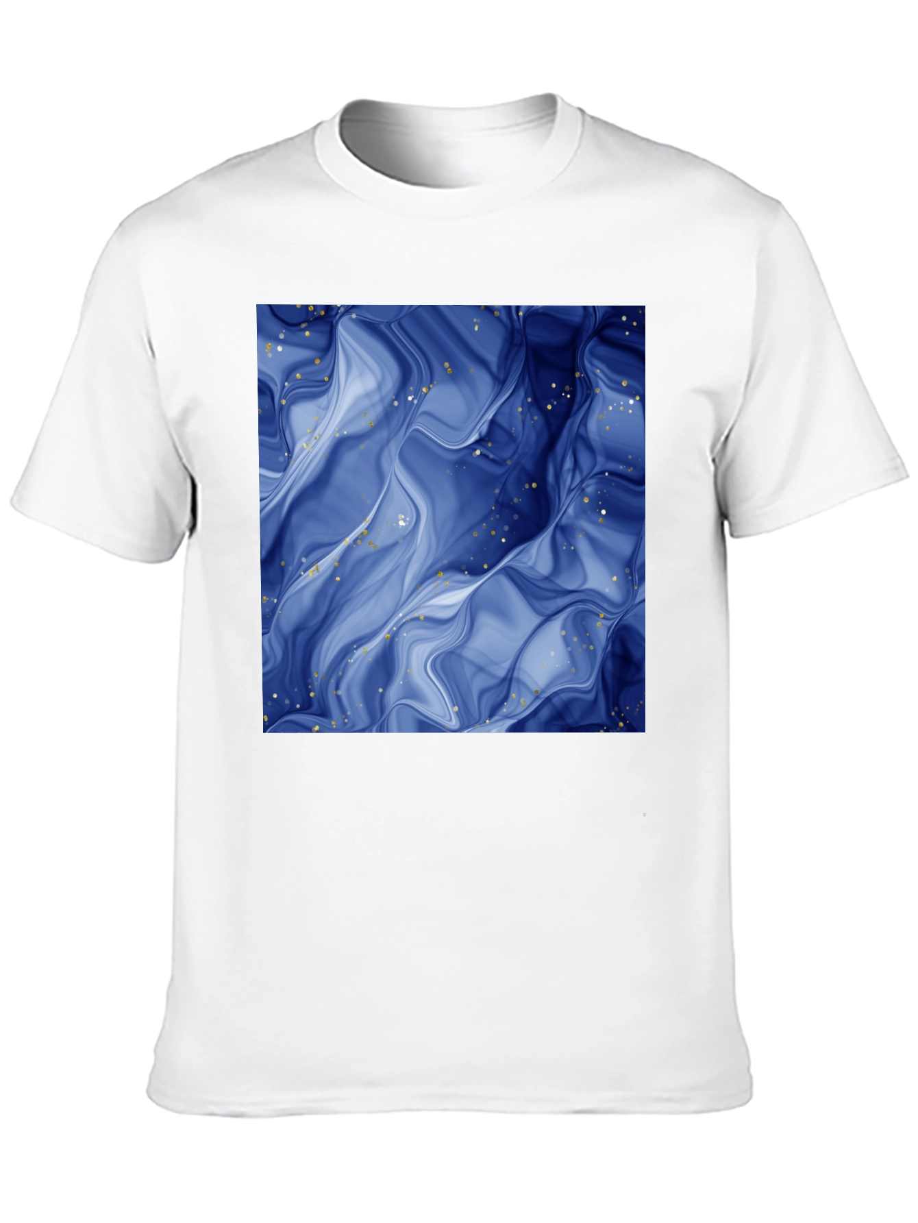 Abstract Blue Marble Graphic Black T-Shirt