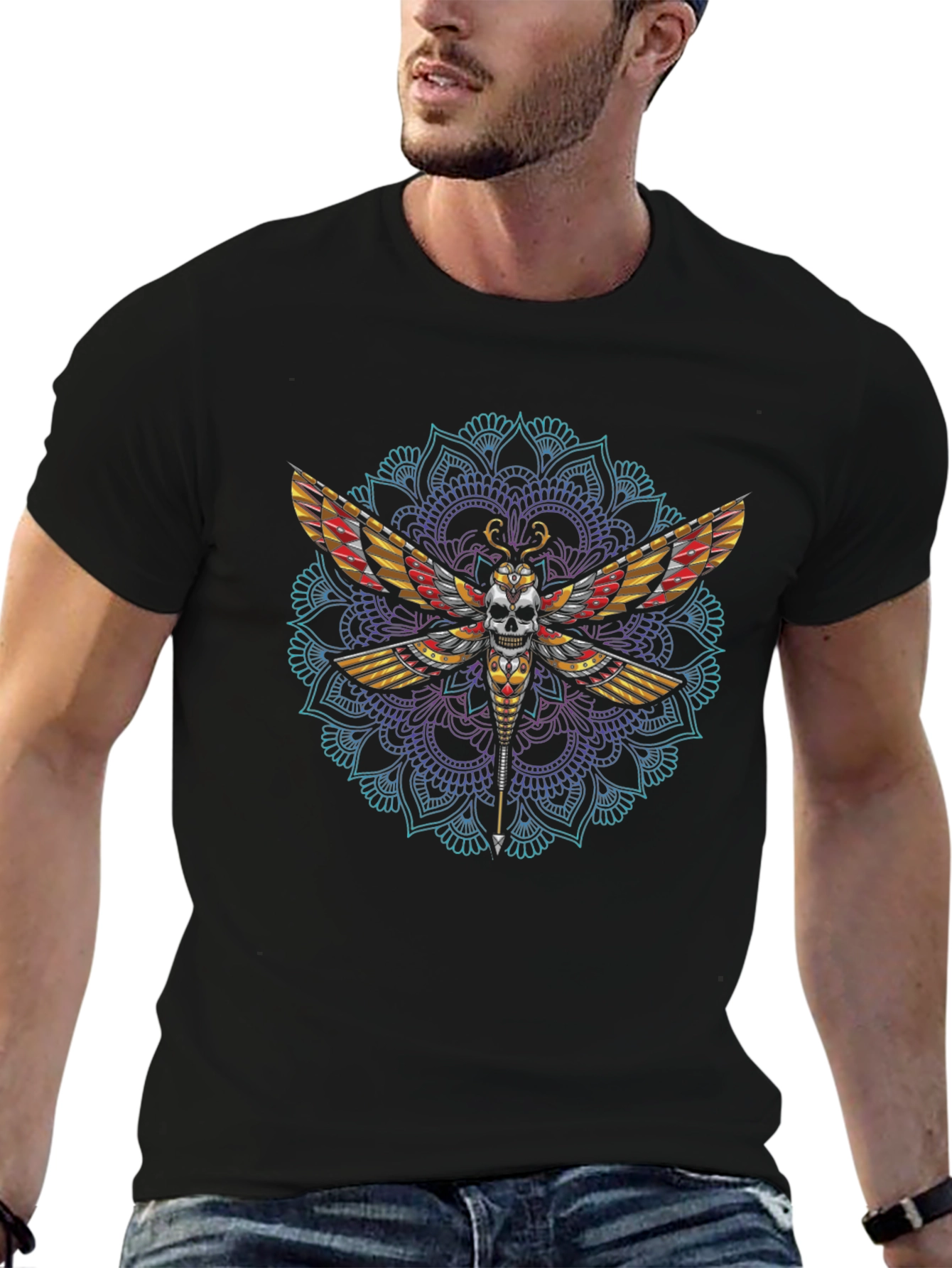Skull Moth Mandala T-Shirt