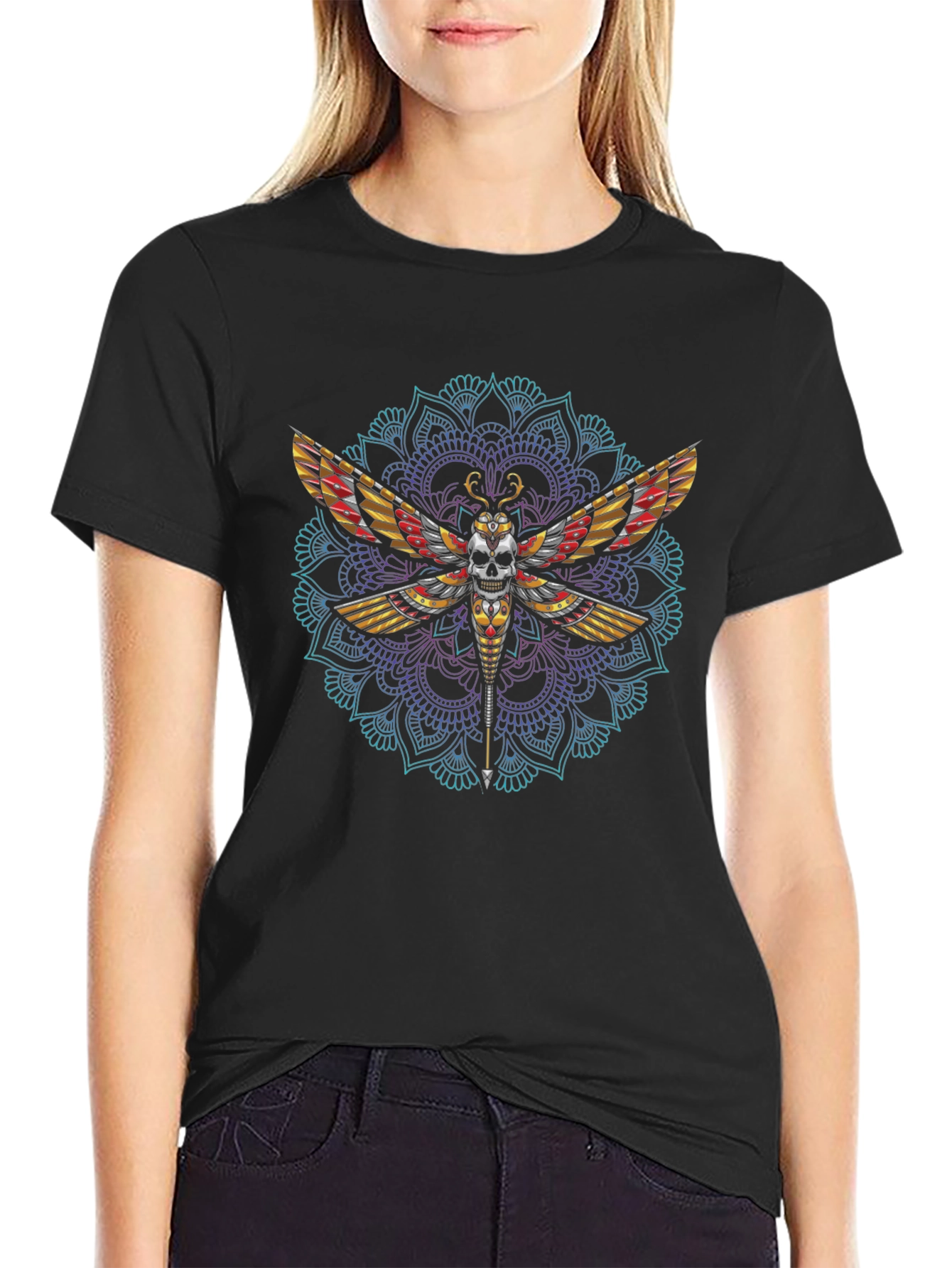 Skull Moth Mandala T-Shirt