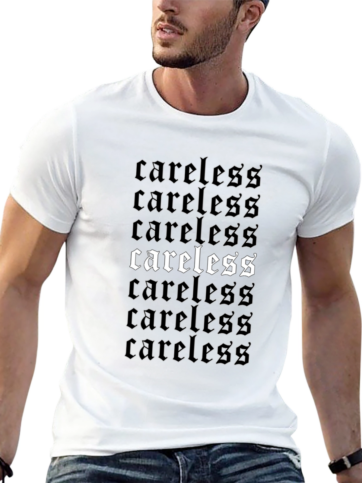 Careless Graphic Print Black T-Shirt