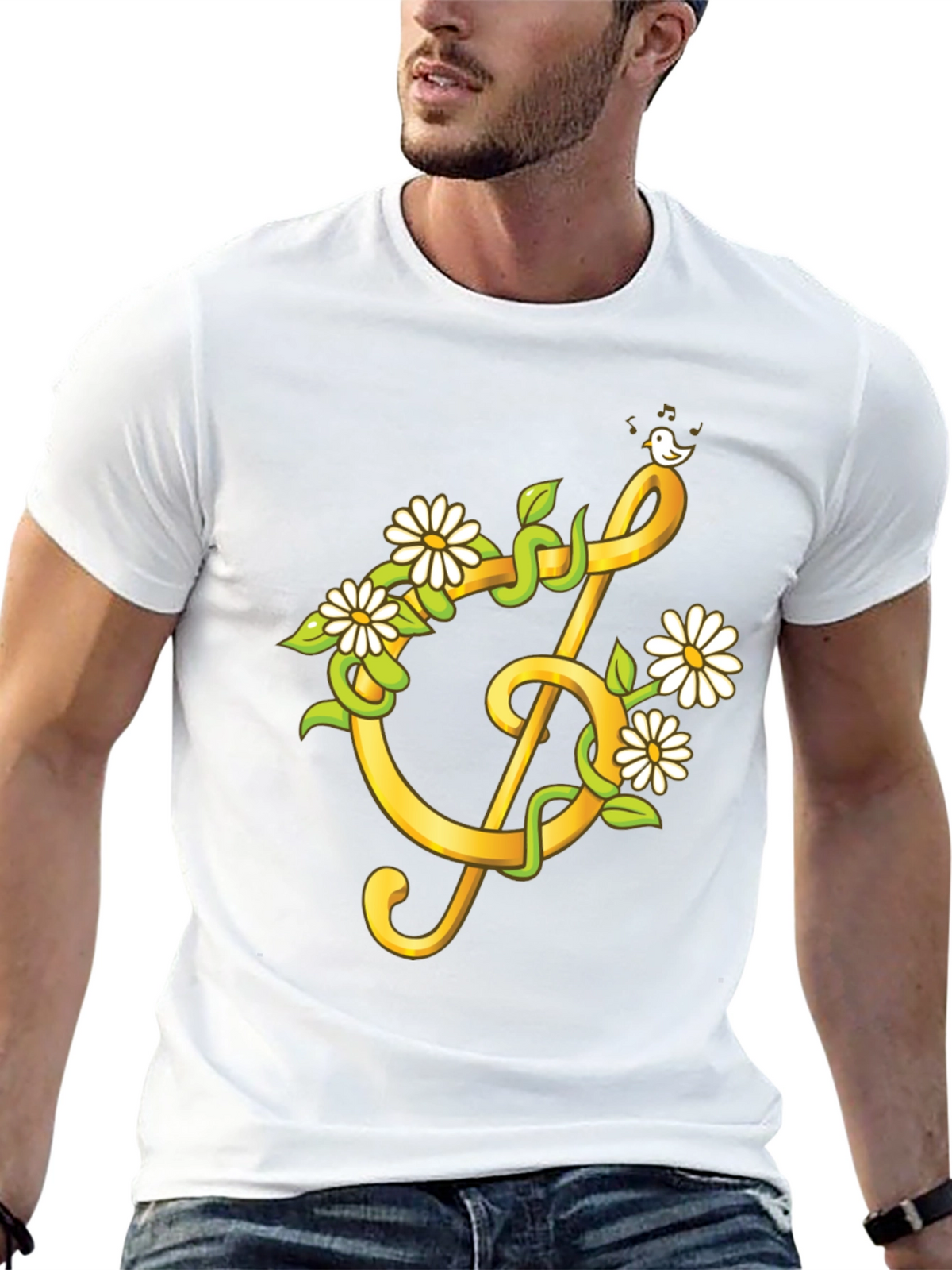 Floral Treble Clef Graphic T-Shirt