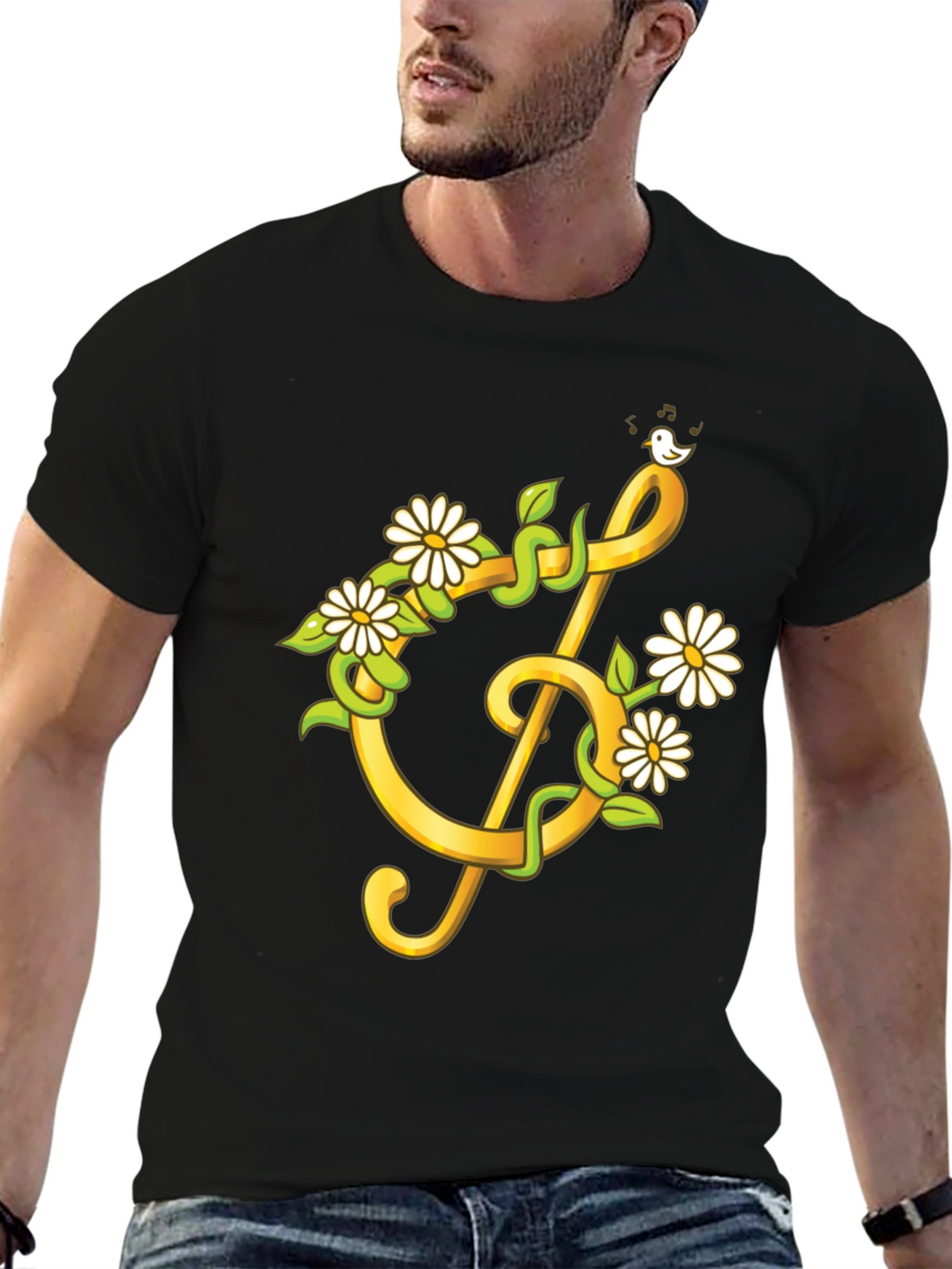 Floral Treble Clef Graphic T-Shirt