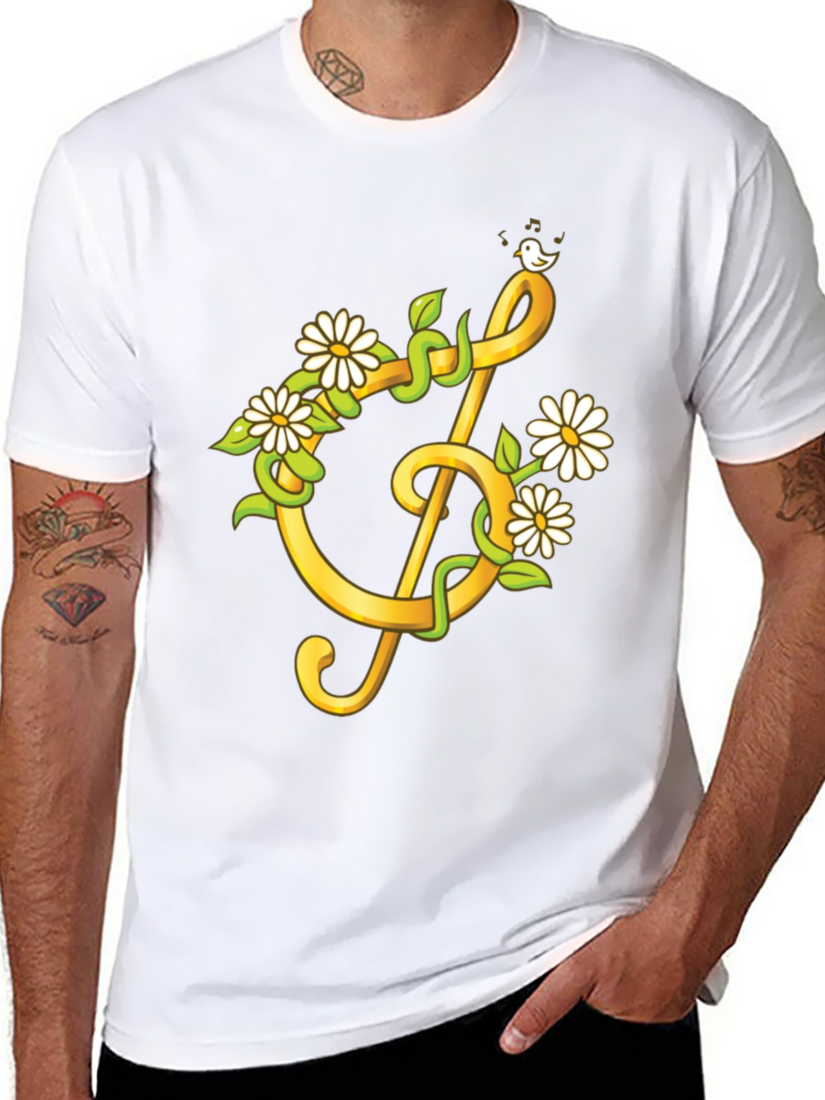 Floral Treble Clef Graphic T-Shirt