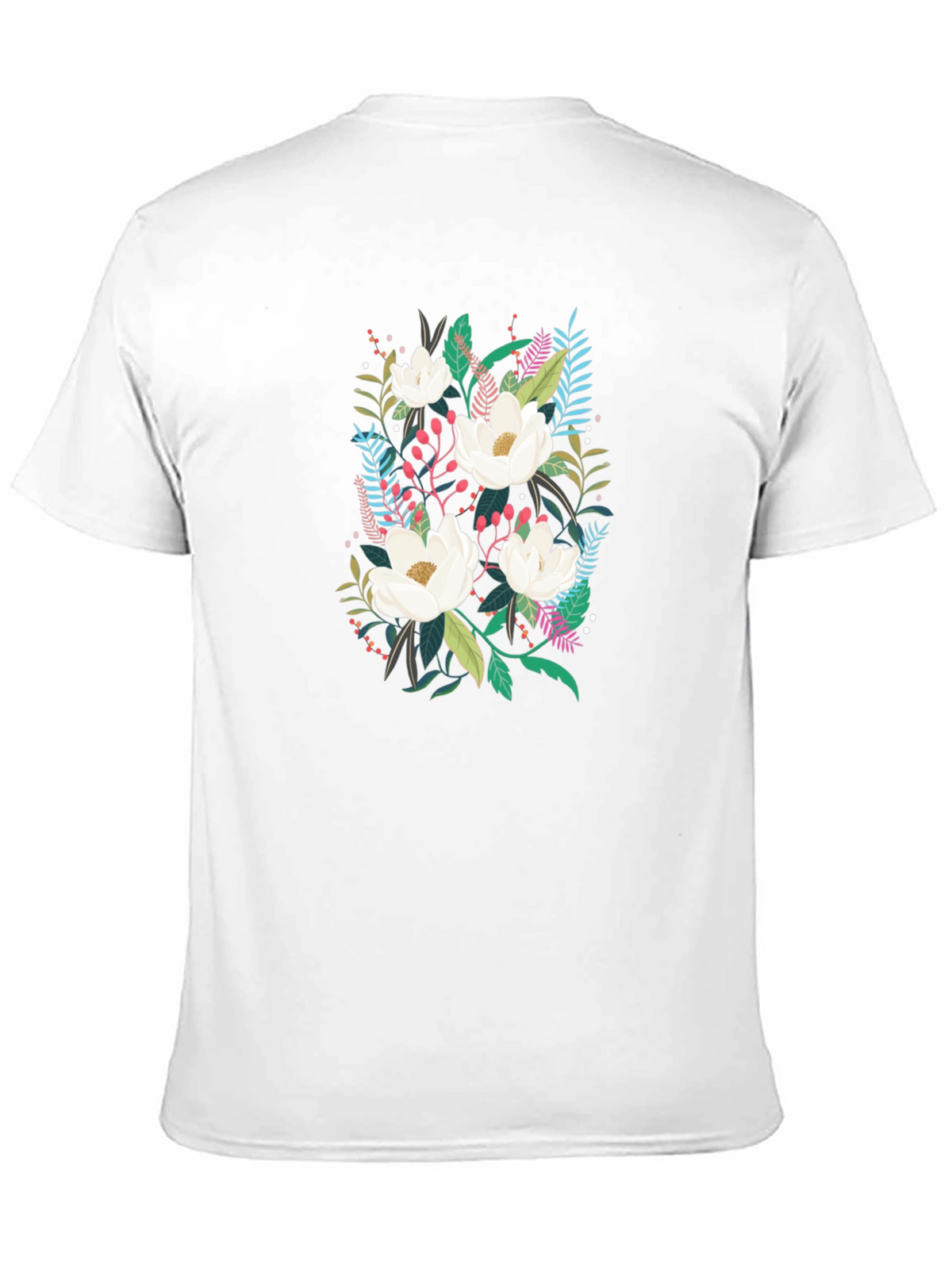 Floral Print Black Cotton T-Shirt