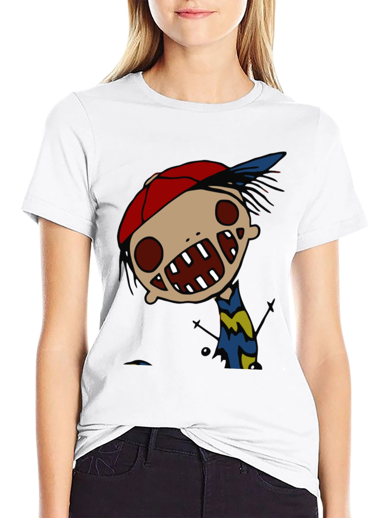 Cartoon Character Graphic Black Tee