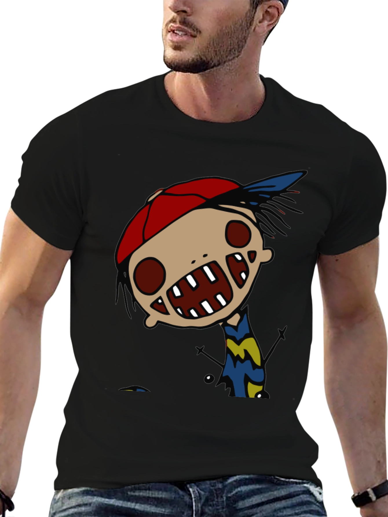 Cartoon Character Graphic Black Tee