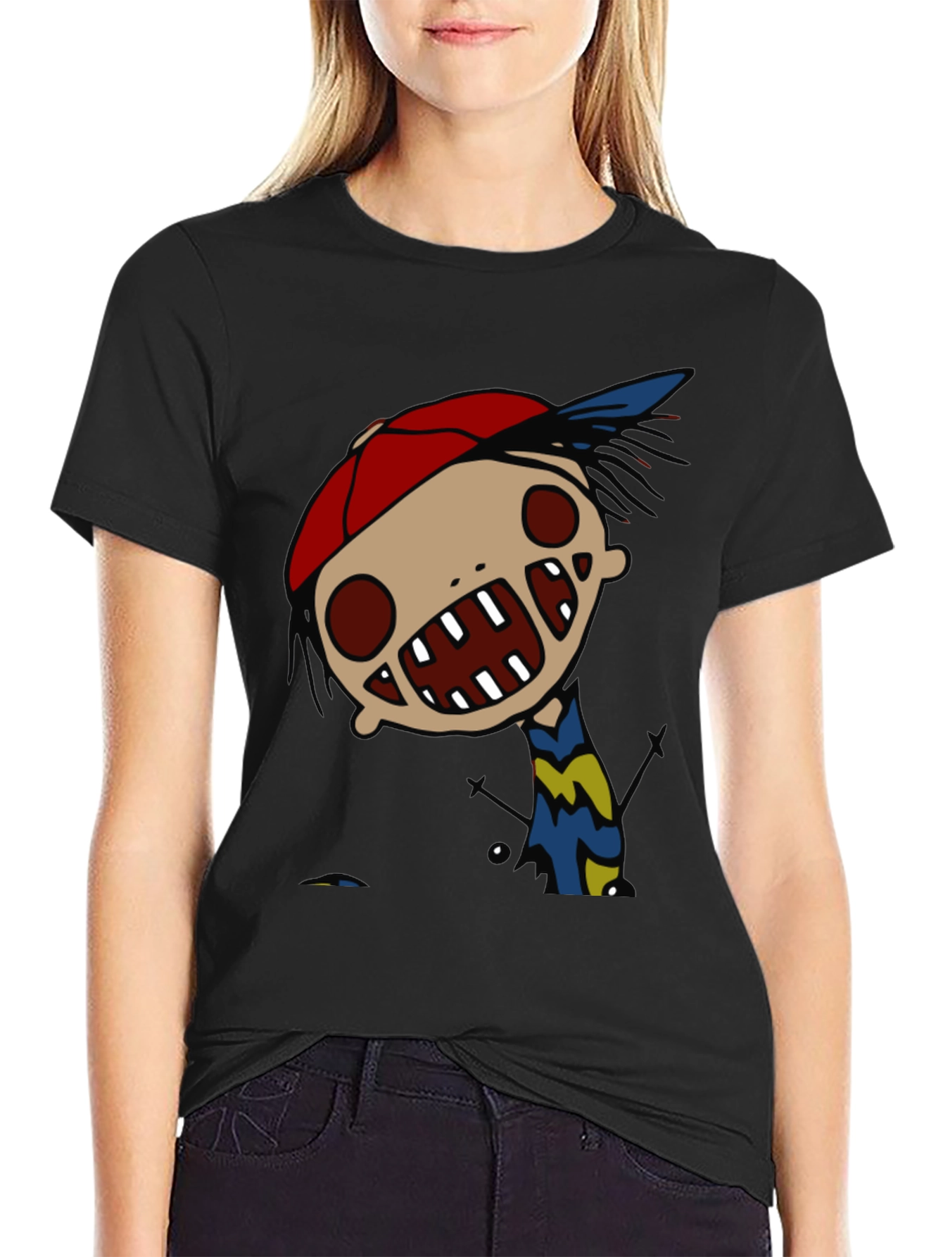 Cartoon Character Graphic Black Tee