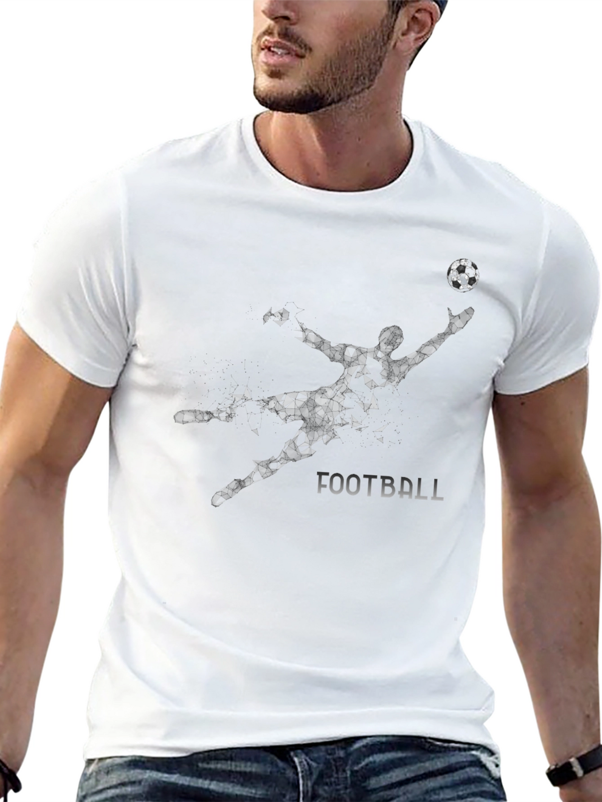 Geometric Football Graphic Tee - Black