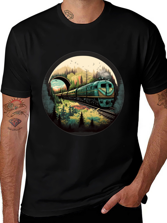 Vintage Train Graphic T-Shirt