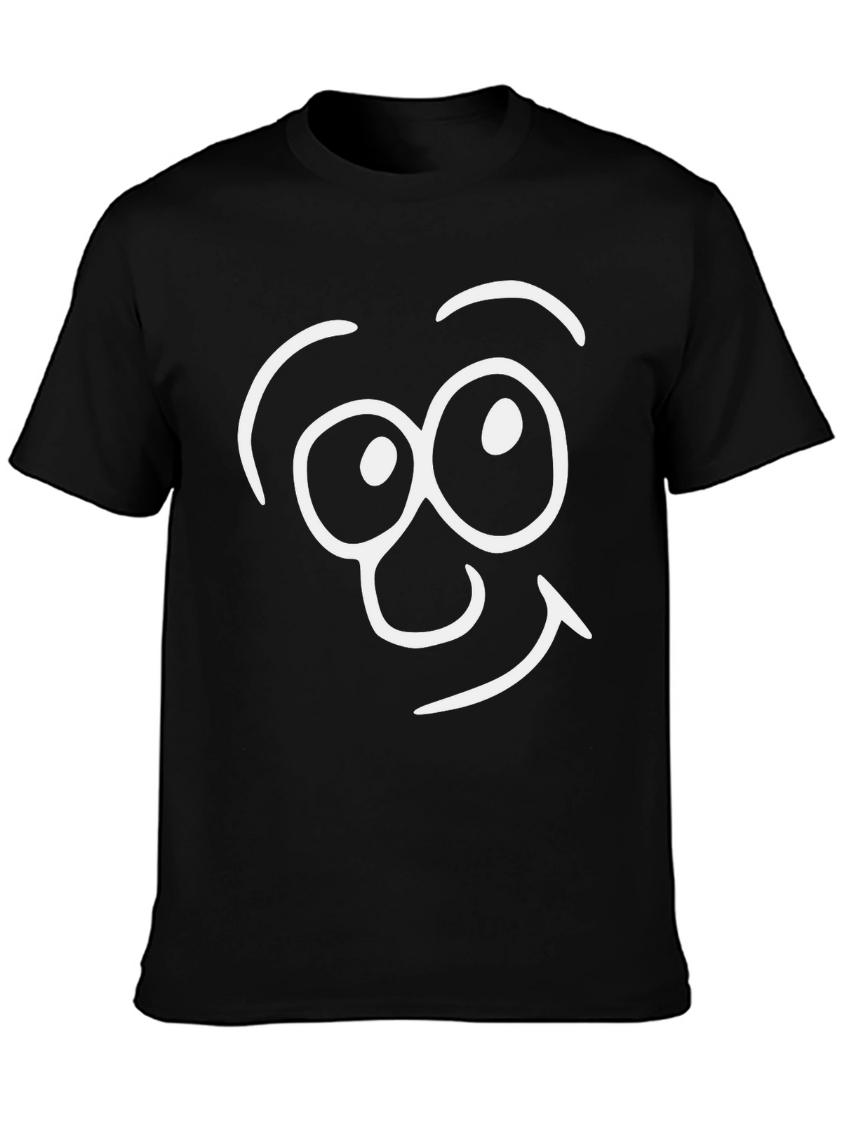 Funny Face Graphic Tee - Black Cotton T-Shirt