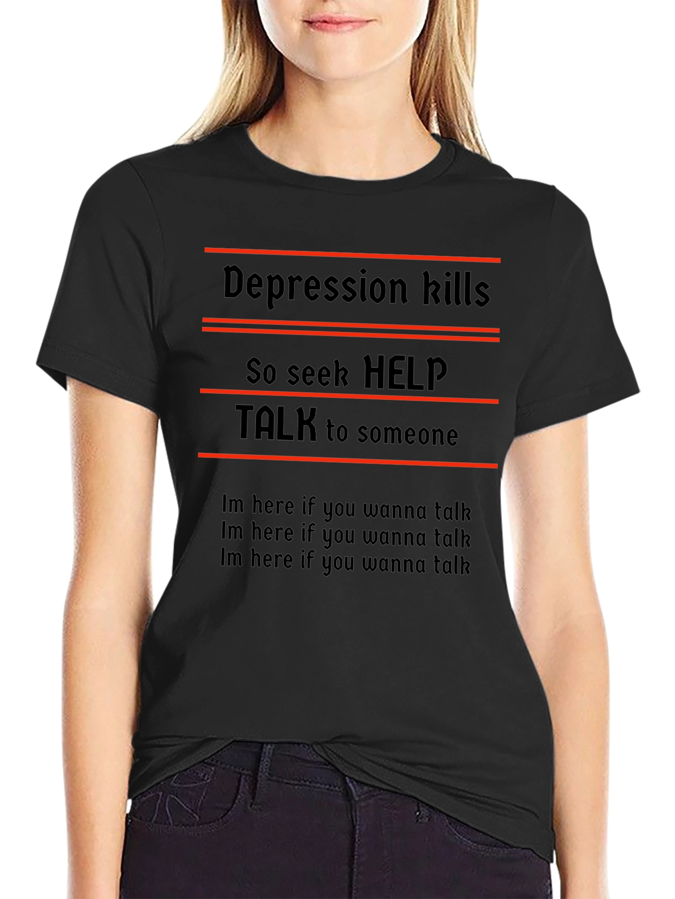 Depression Kills T-Shirt - Seek Help and Talk
