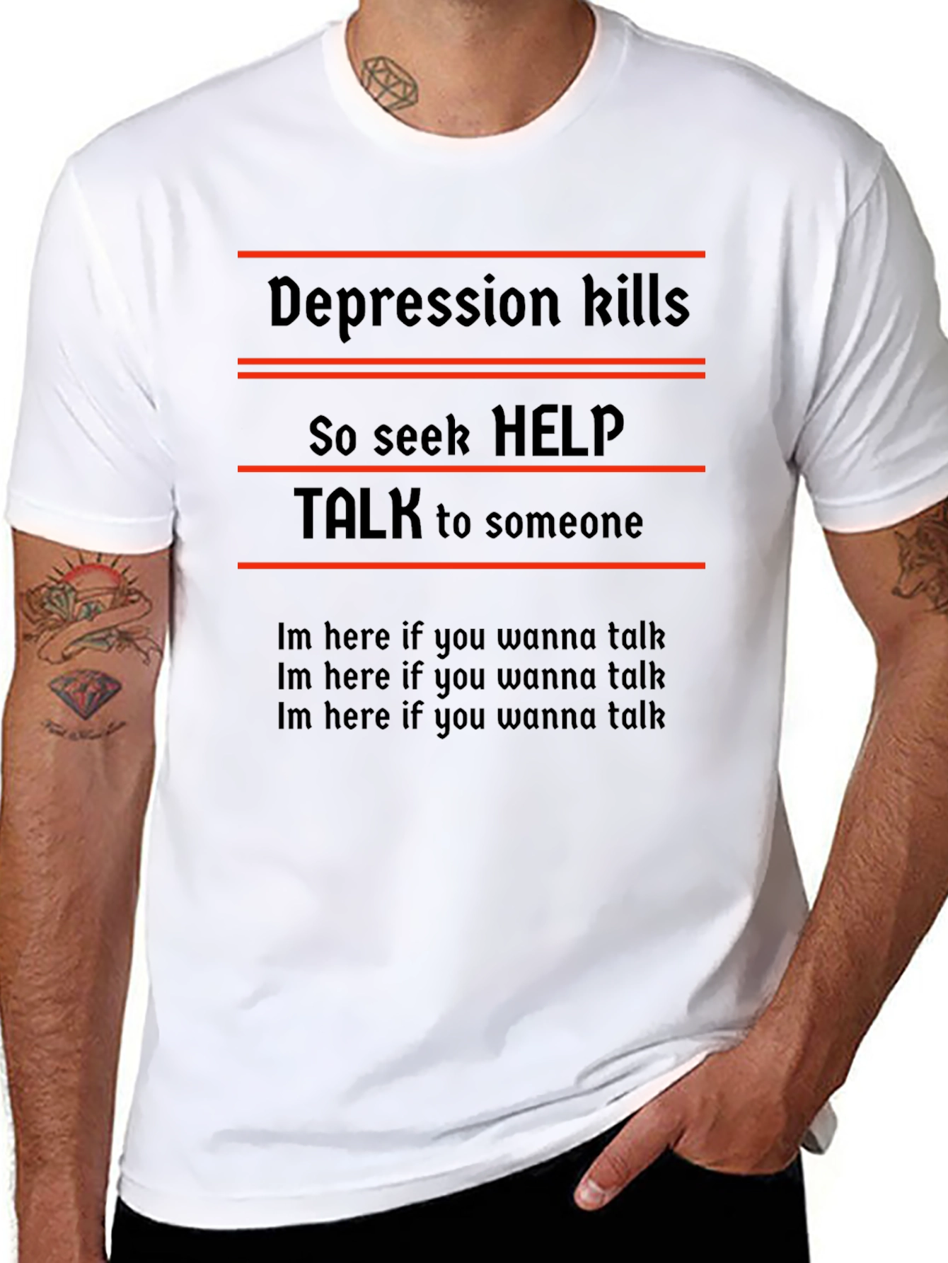 Depression Kills T-Shirt - Seek Help and Talk