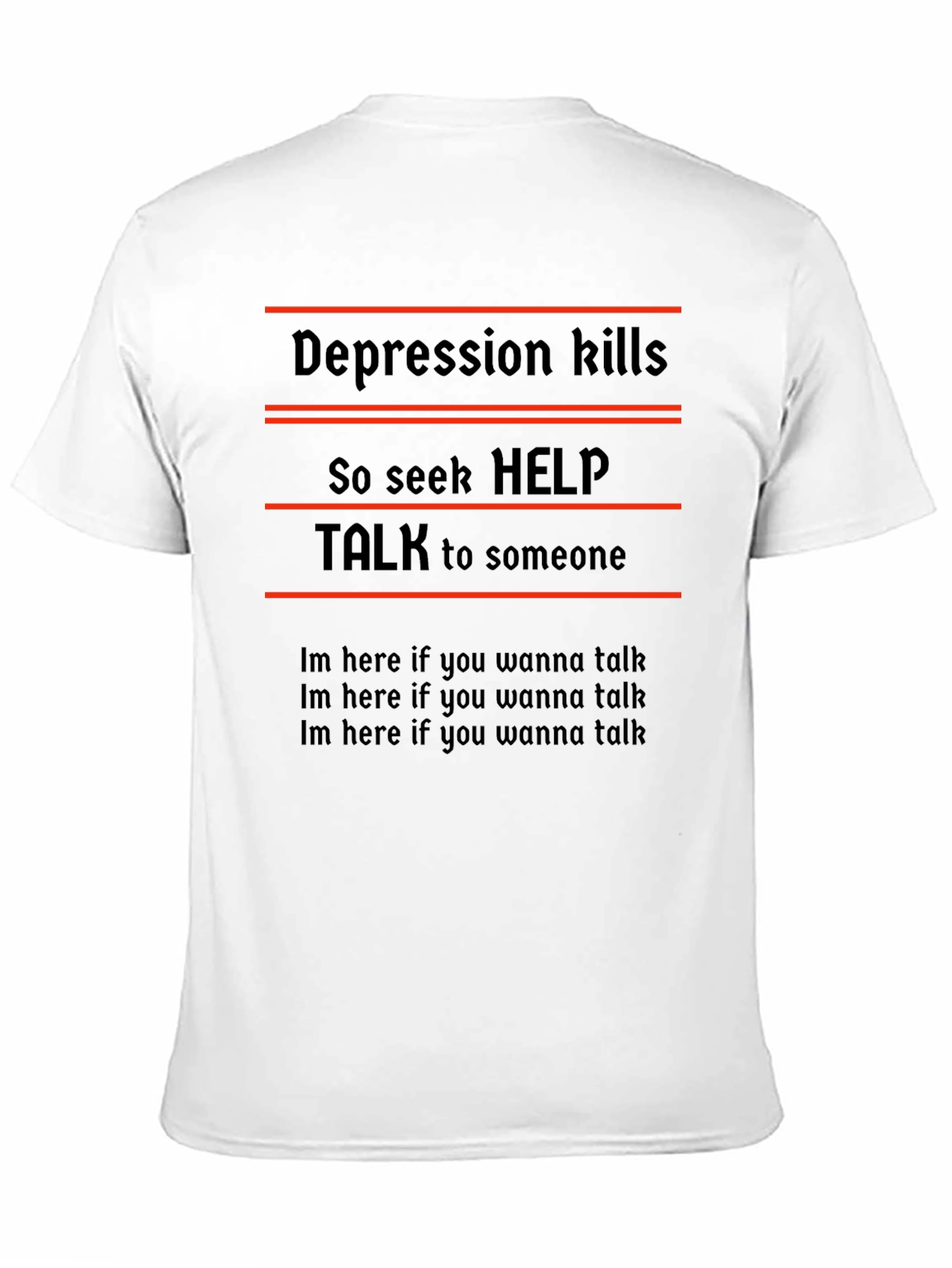 Depression Kills T-Shirt - Seek Help and Talk