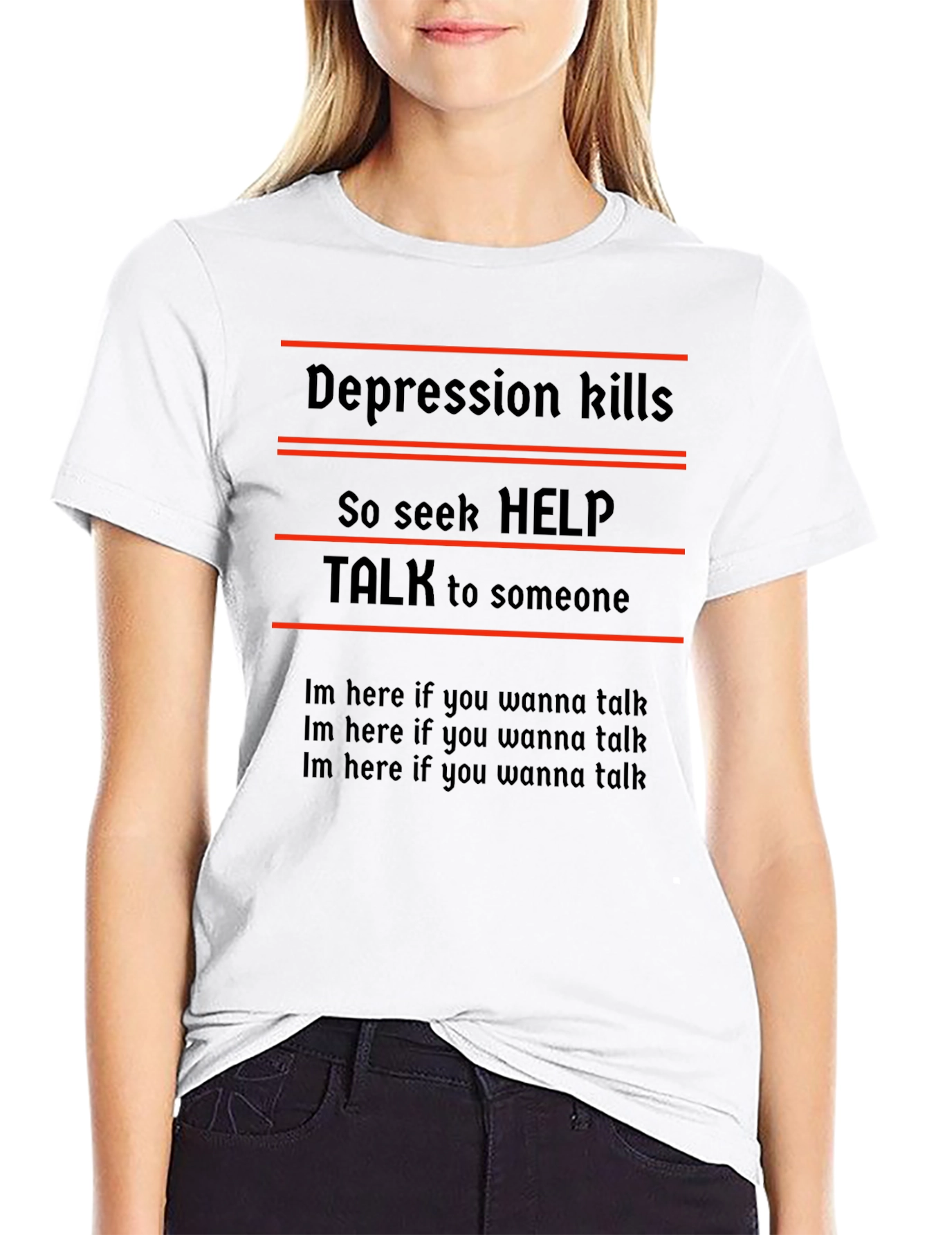 Depression Kills T-Shirt - Seek Help and Talk